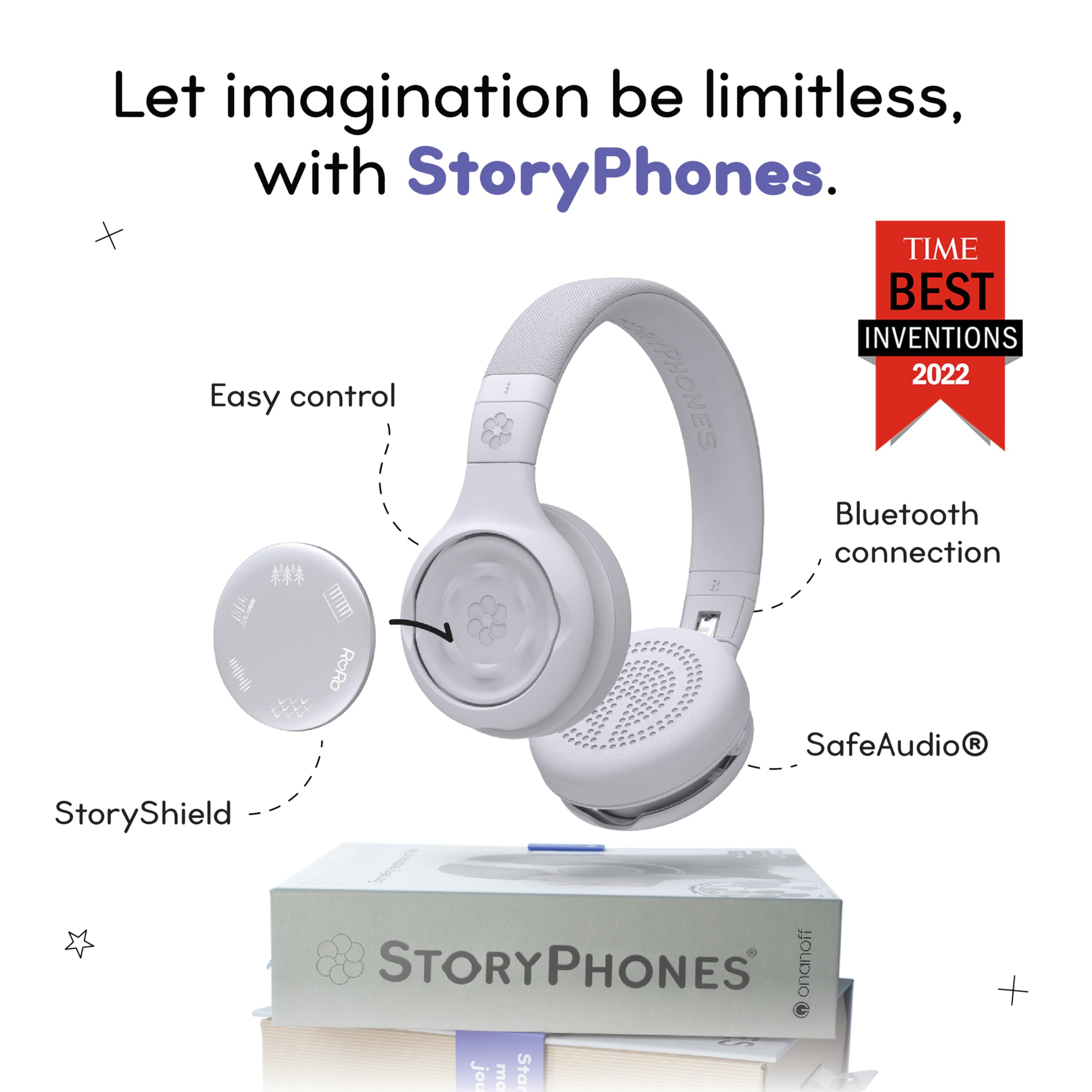 StoryPhones Storytelling Headphones for Kids - Screen-Free Entertainment Experience for Stories, Music and Boost Creativity, Grey