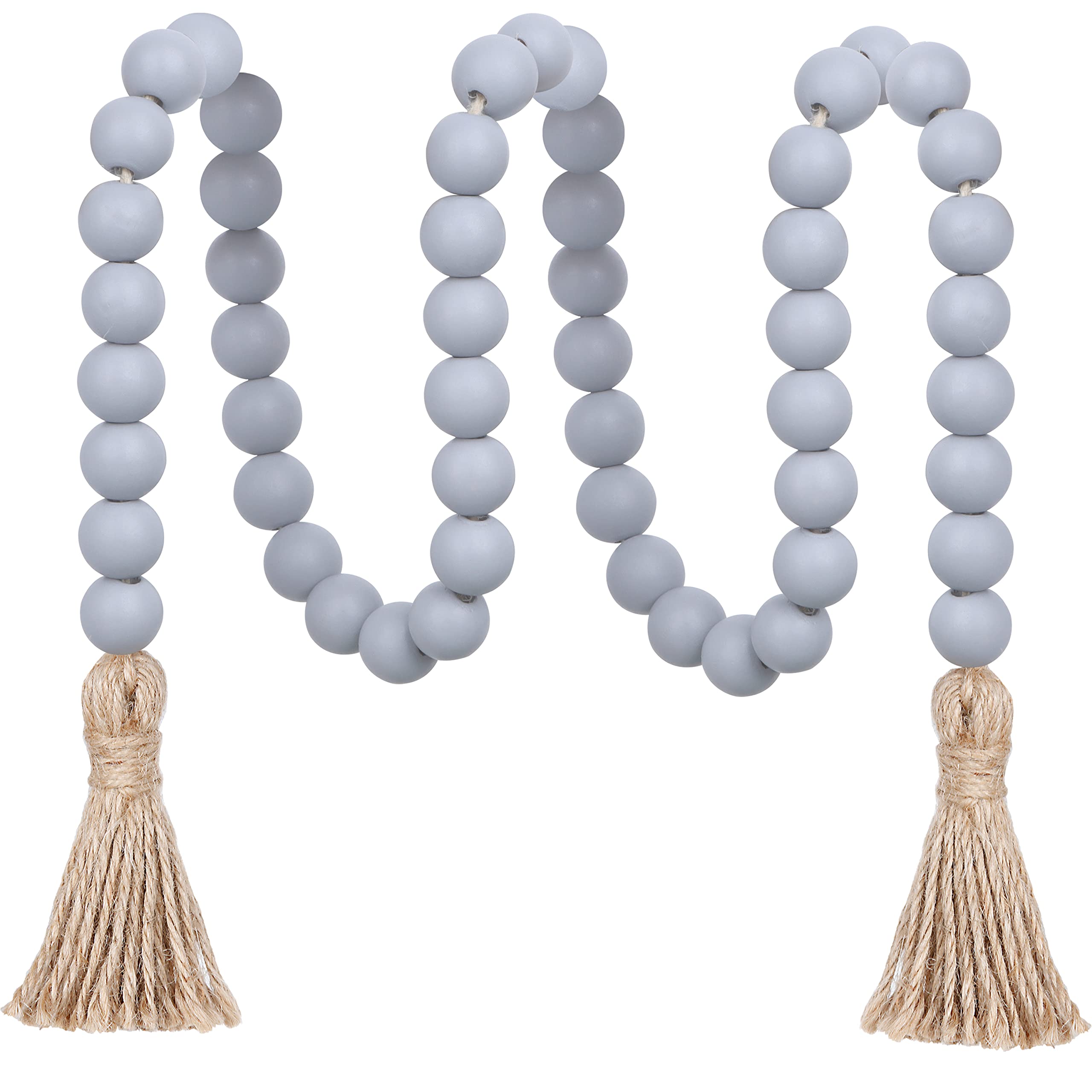 Meplait 39in Wood Bead Garland Farmhouse with Tassels,Versatile Prayer Beads Boho Chic Wall Hanging Home Decor (Purple)