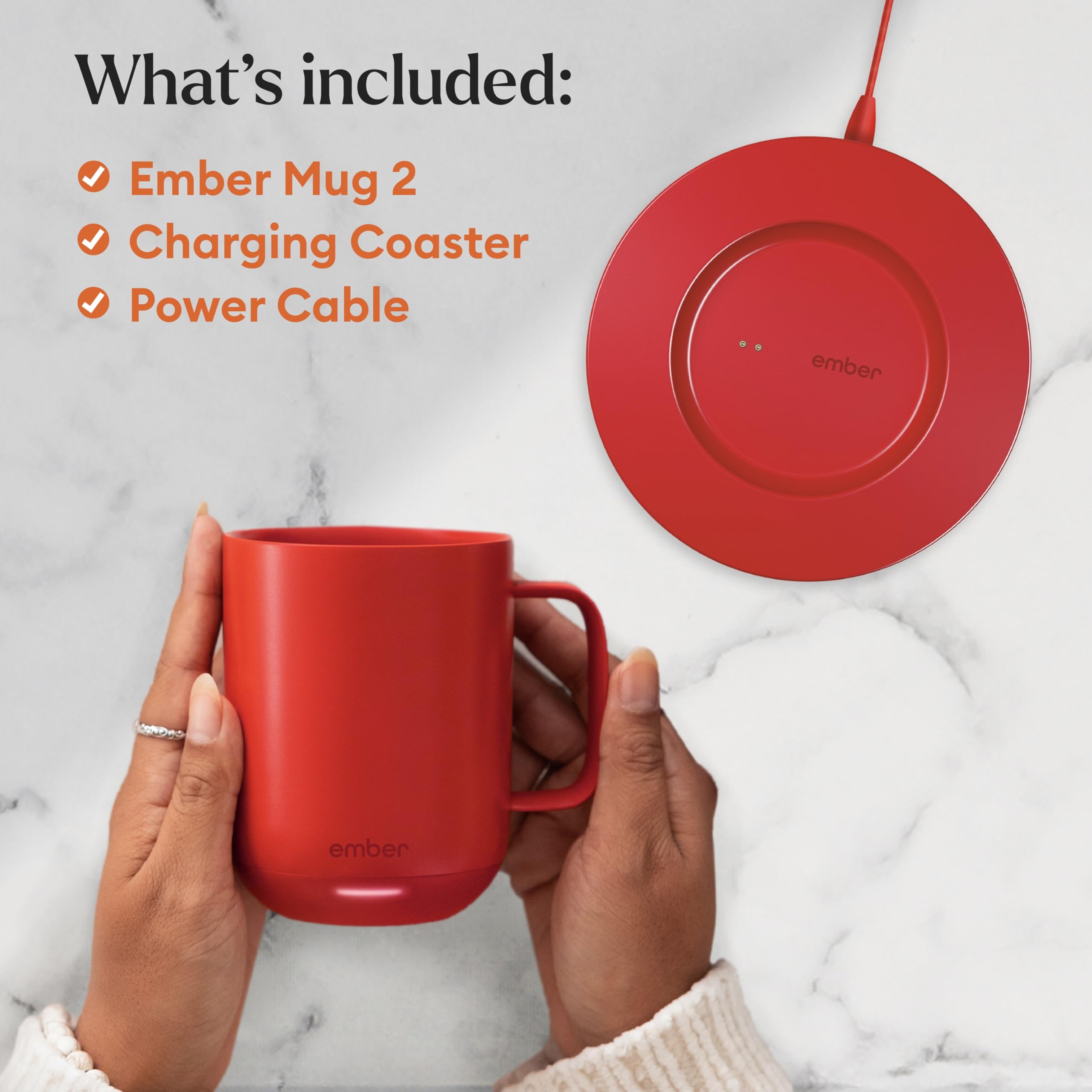 Ember Temperature Control Smart Mug 2, 14 Oz, App-Controlled Heated Coffee Mug with 80 Min Battery Life and Improved Design, White