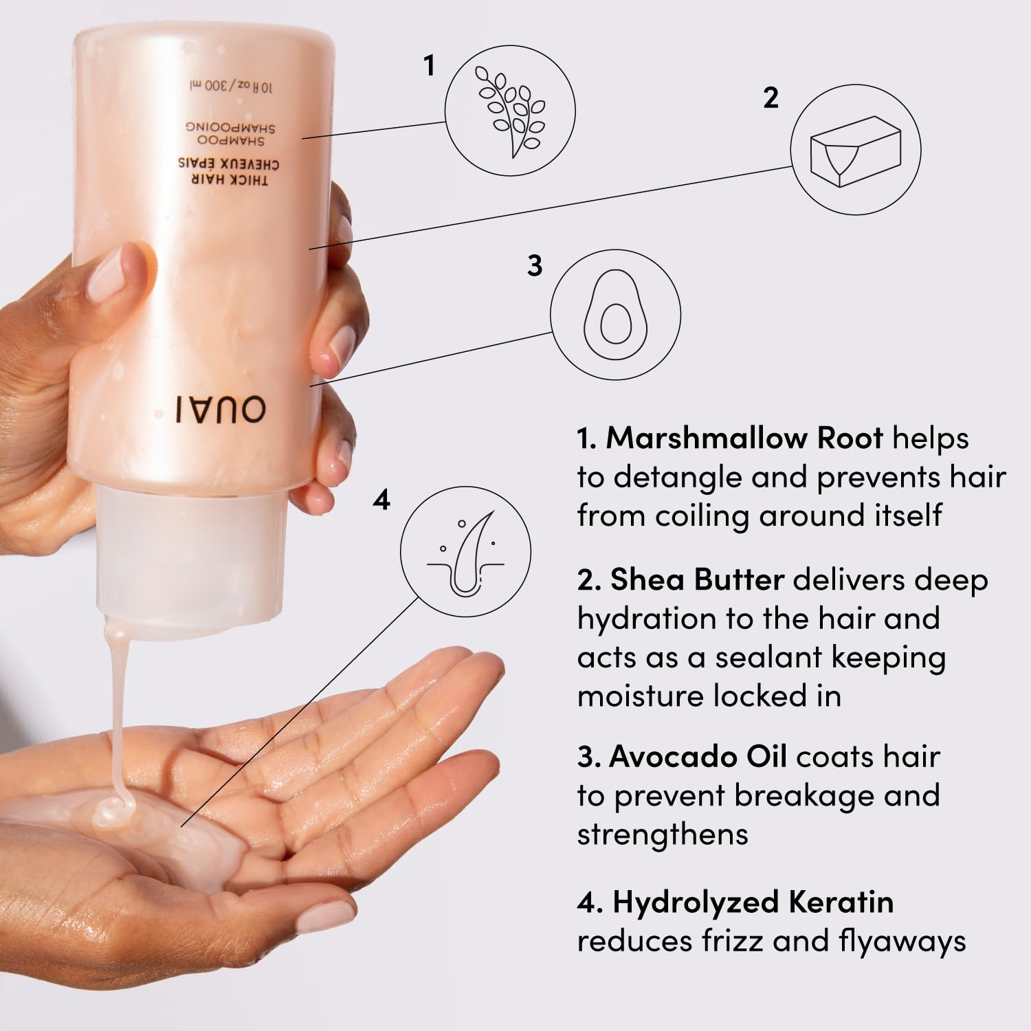 OUAI Fine Shampoo and Conditioner Set - Sulfate Free Shampoo and Conditioner for Fine Hair - Made with Keratin, Marshmallow Root, Shea Butter & Avocado Oil - Free of Parabens & Phthalates (10 Fl Oz)