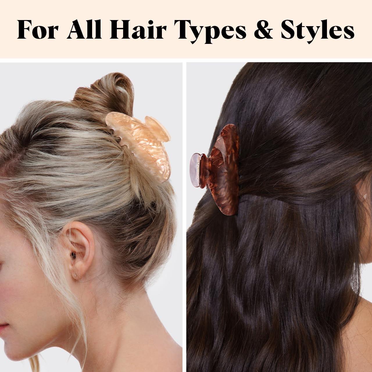 Kitsch Recycled Plastic Large Claw Clip - Big Marble Hair Clips for Women | Jaw Clips for Girls | Big Claw Clips for Thick Hair (1pc, Blonde)