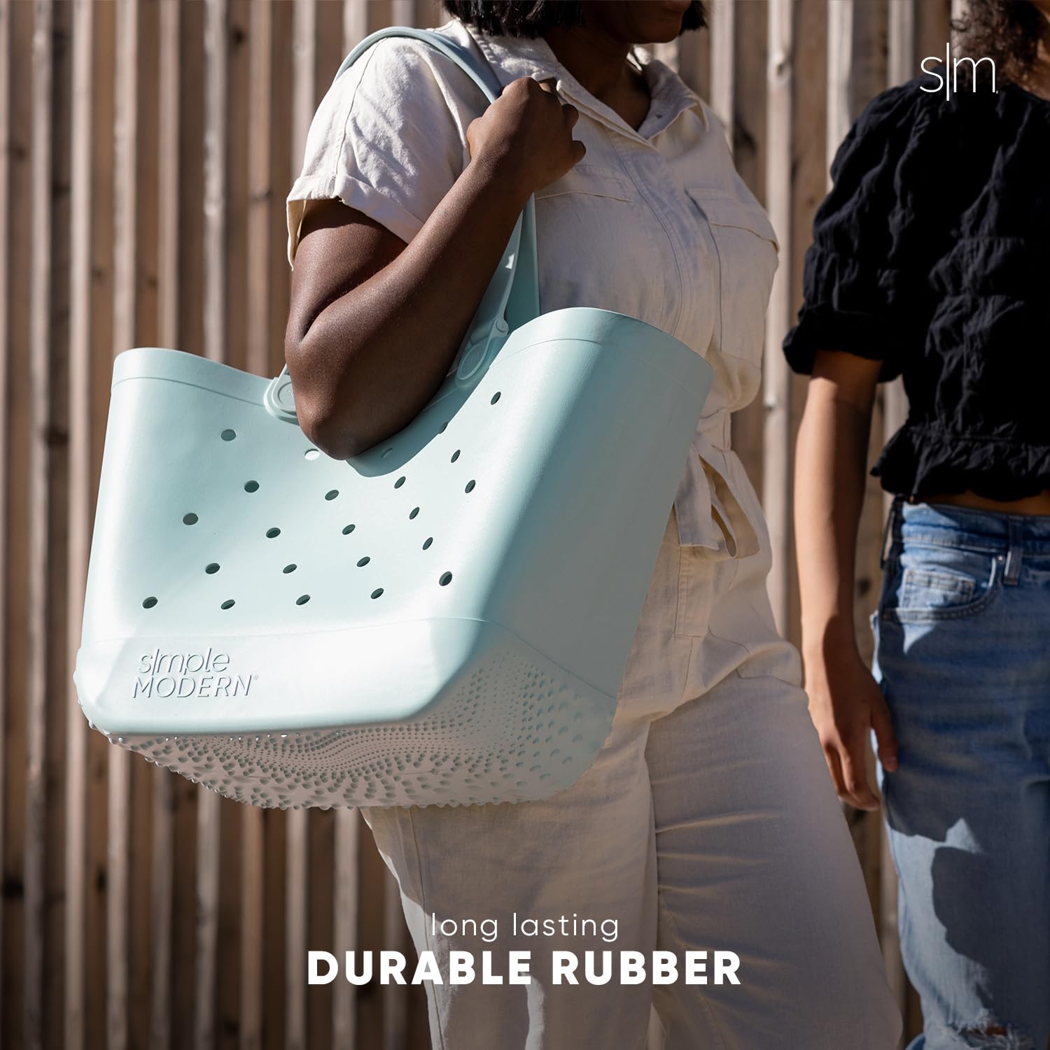 Simple Modern Beach Bag Rubber Tote | Waterproof Medium Tote Bag with Zipper Pocket for Pool, Groceries, Sports | Gifts For Women | Getaway Bag Collection | Almond Birch