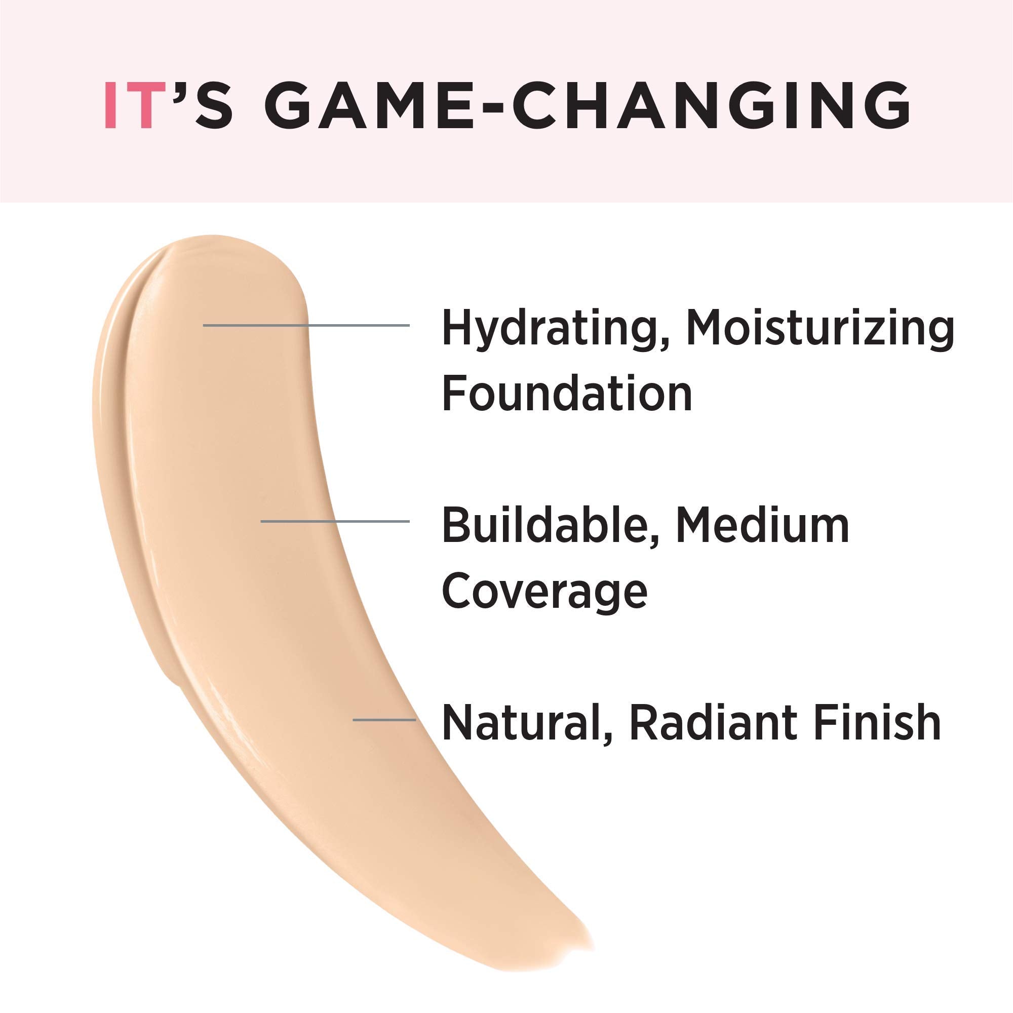 IT Cosmetics Your Skin But Better Foundation + Skincare - Hydrating Medium Buildable Coverage - Minimizes Pores & Imperfections - Natural Radiant Finish - With Hyaluronic Acid - 1.0 fl oz