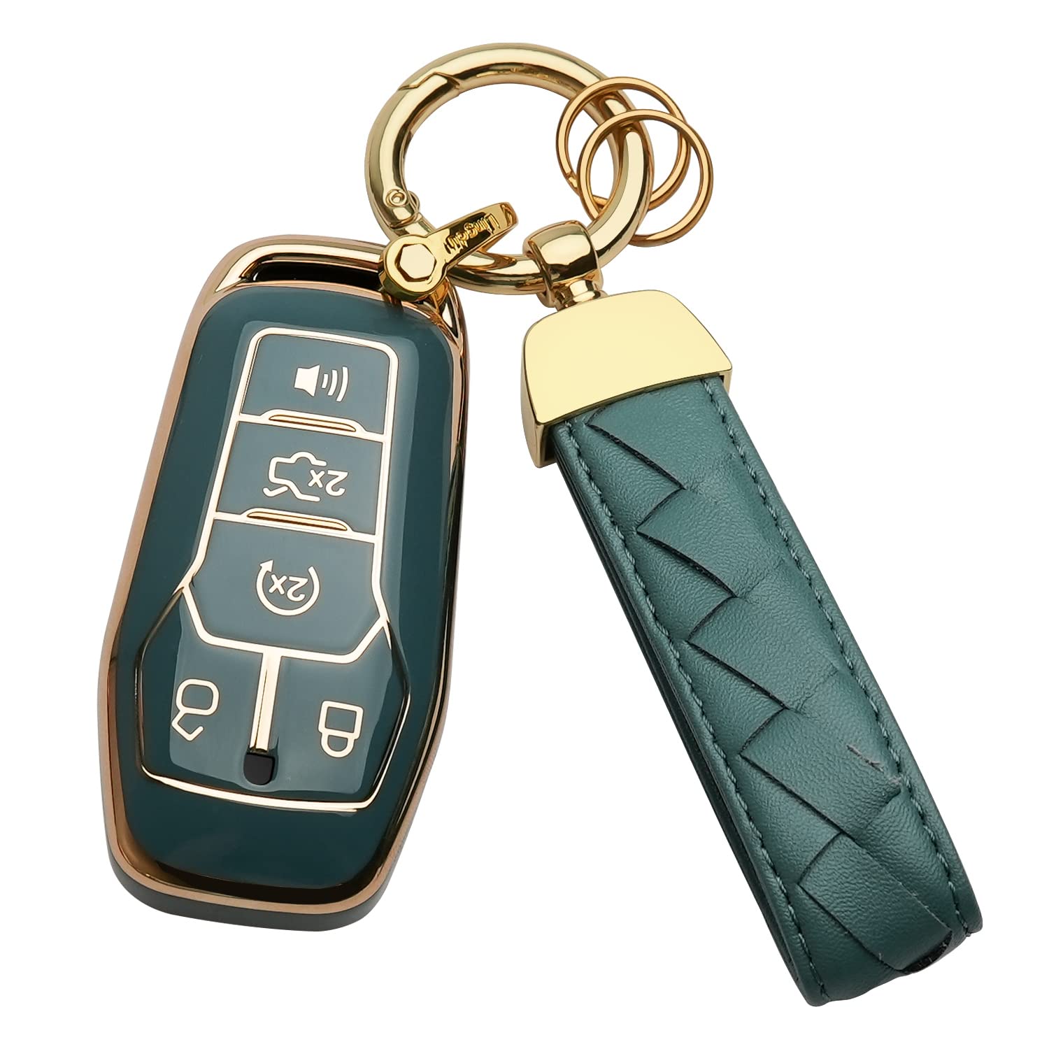 for Ford Key Fob Cover Keychain Fit for 2013-2016 Fusion 2015-2017 Mustang F-150 Explorer,Smart Key Shell Case (Ivory White)