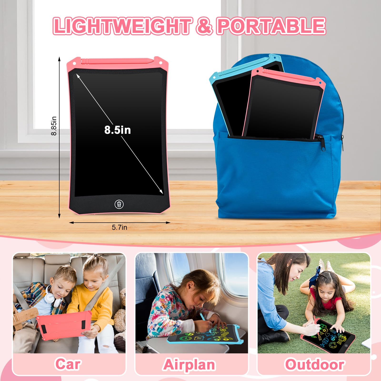 cimetech 2 Pack LCD Writing Tablet for Kids Toys, Colorful Drawing Tablet Doodle Board Writing Pad for Toddler Gifts, Kids Travel Essentials, Christmas Stocking Stuffers for 3-12 Years Boys Girls