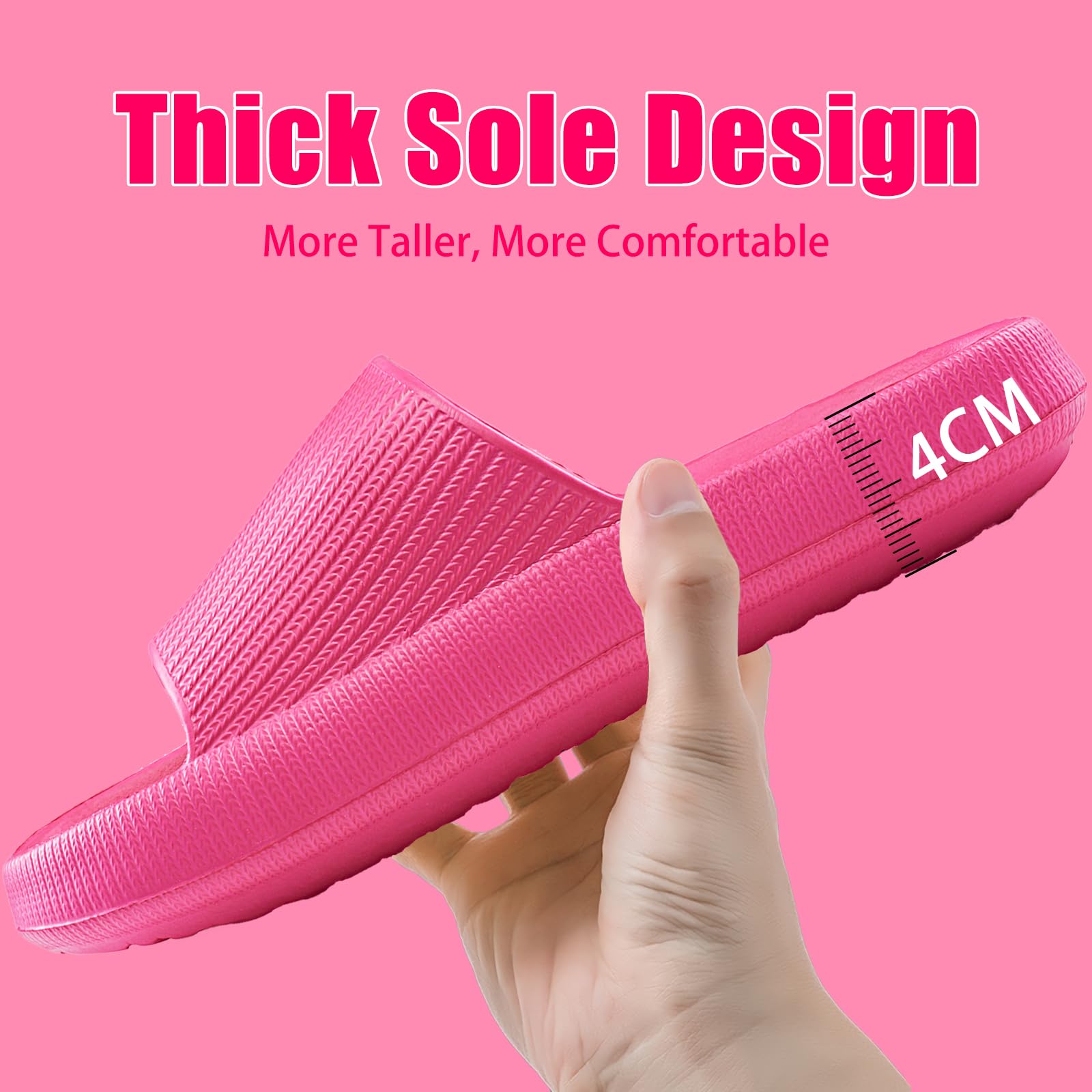 rosyclo Cloud Slippers for Women and Men, Pillow House Slippers Shower Shoes Indoor Slides Bathroom Sandals, Ultimate Comfort, Lightweight, Thick Sole, Non-Slip, Easy to Clean