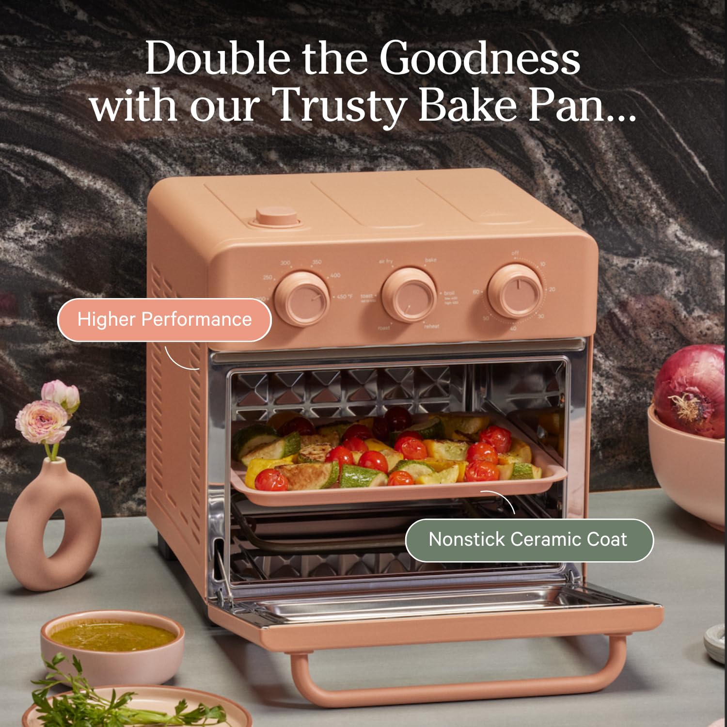 Our Place Wonder Oven Essentials Kit | Extra Air Fryer Basket & Nonstick Ceramic-Coated Bake Pan | Oven Safe, Eco-Friendly | Steam
