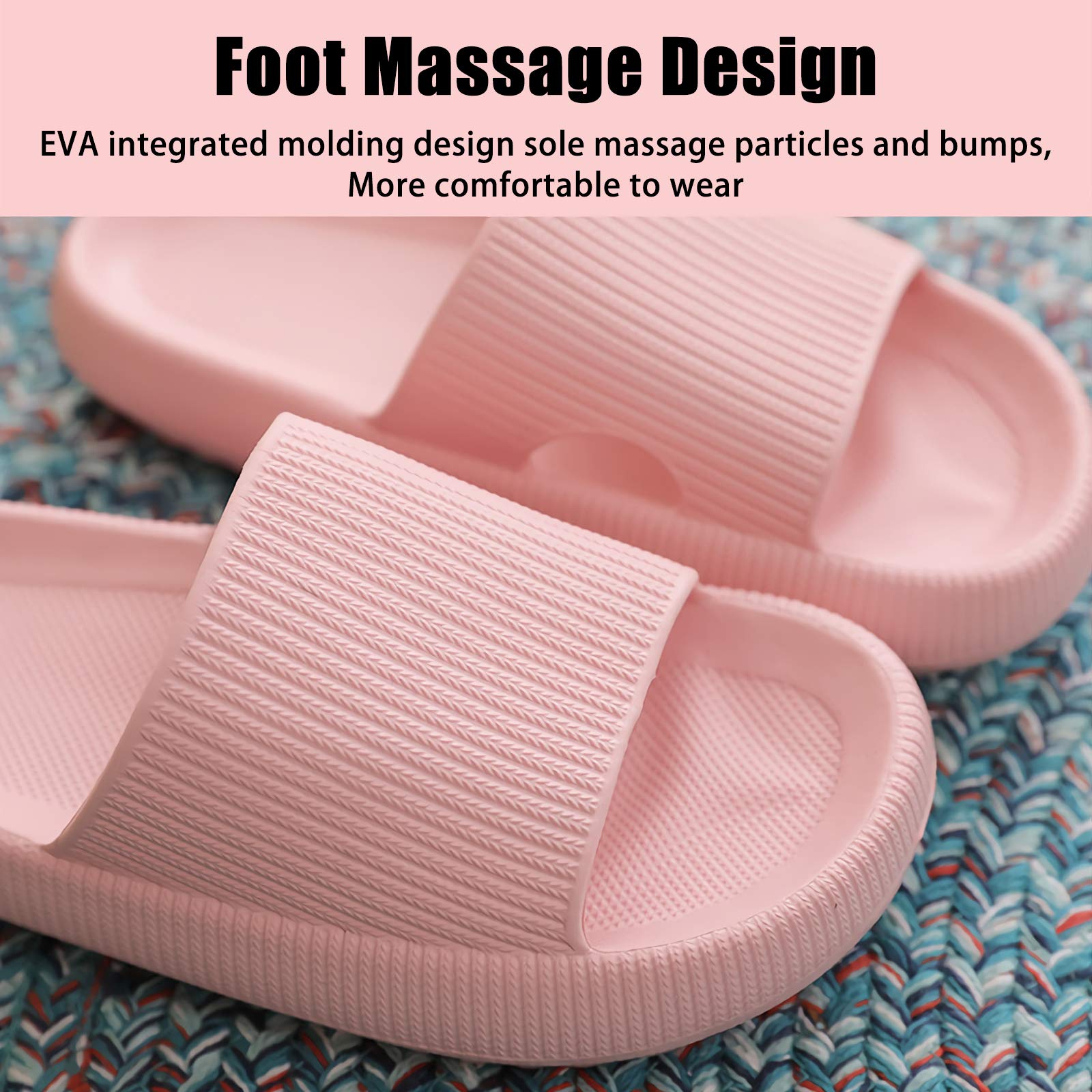 rosyclo Cloud Slippers for Women and Men, Pillow House Slippers Shower Shoes Indoor Slides Bathroom Sandals, Ultimate Comfort, Lightweight, Thick Sole, Non-Slip, Easy to Clean