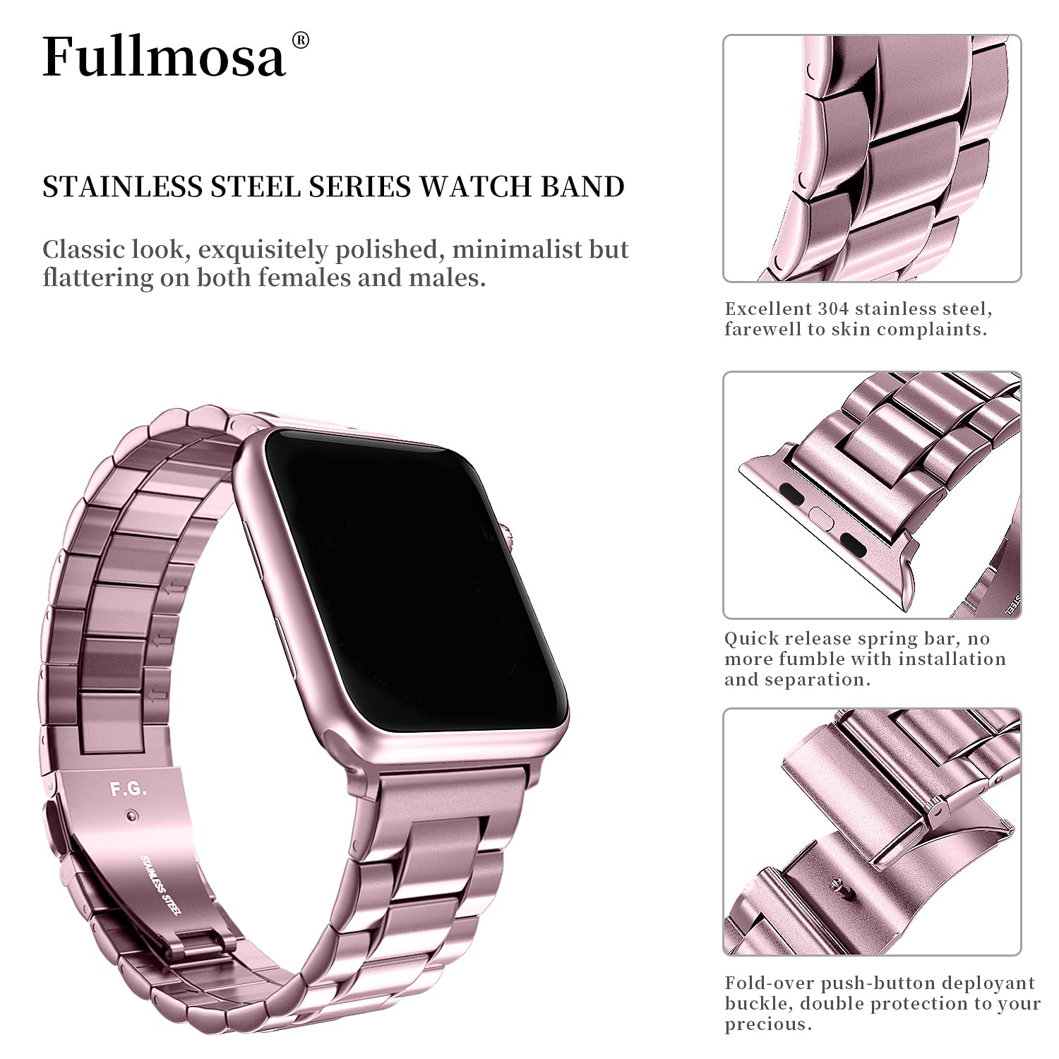 Fullmosa Compatible with Apple Watch Band 49mm 45mm 44mm 42mm 41mm 40mm 38mm, Stainless Steel iWatch Band with Case Compatible for Apple Watch Ultra 2 Ultra Series 10 9 8 7 6 5 4 3 2 1&iWatch SE