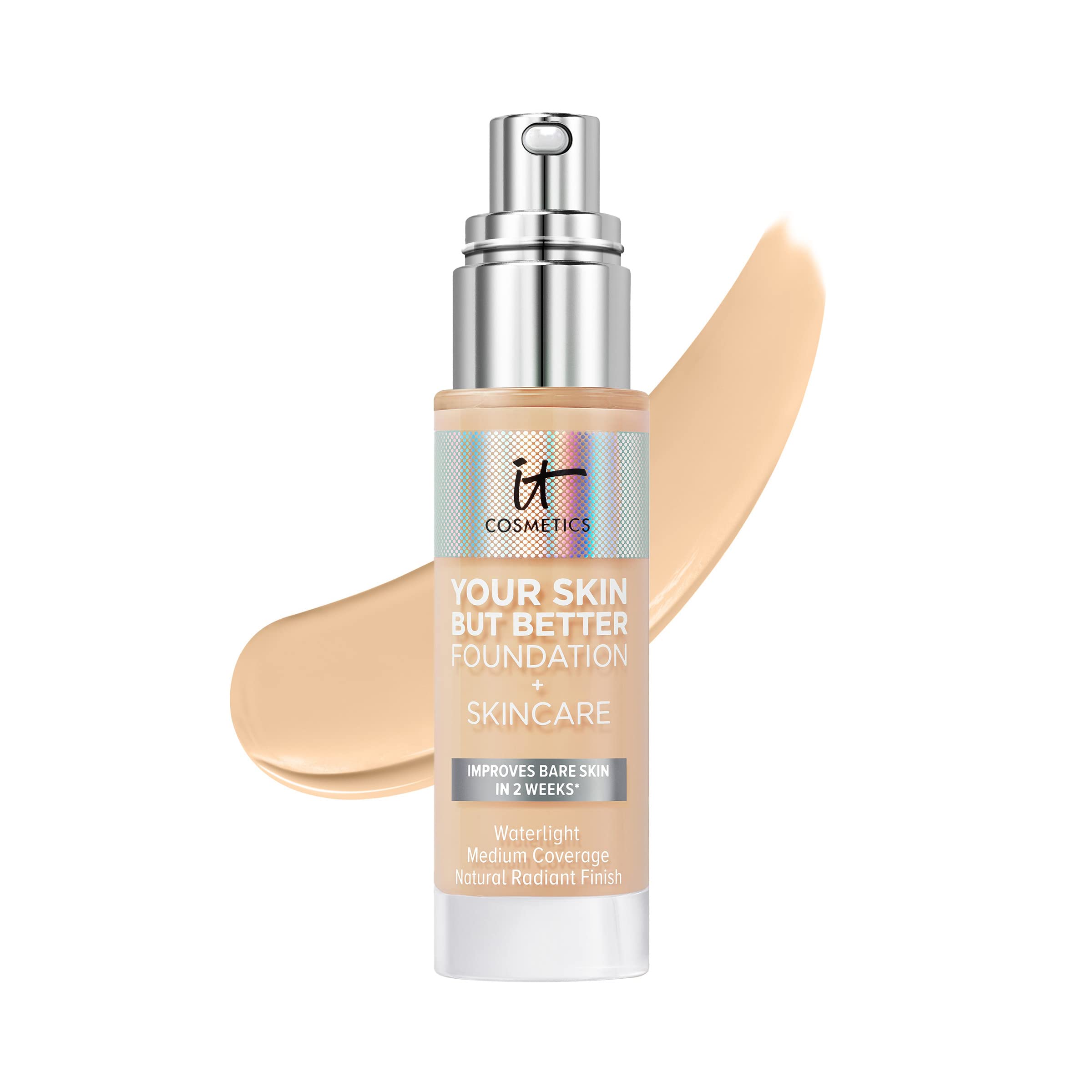 IT Cosmetics Your Skin But Better Foundation + Skincare - Hydrating Medium Buildable Coverage - Minimizes Pores & Imperfections - Natural Radiant Finish - With Hyaluronic Acid - 1.0 fl oz