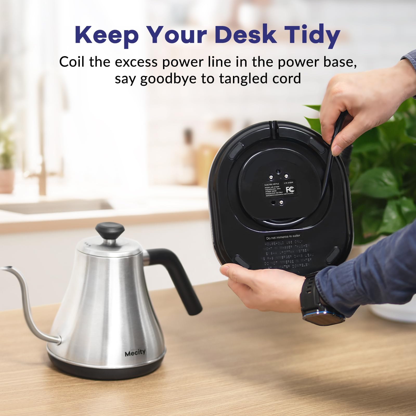 Mecity Electric Gooseneck Kettle With Keep Warm Function & LCD Display Automatic Shut Off Coffee Kettle Temperature Control Pour Over Kettle 1200 Watt, 0.8L, 120V, Off White