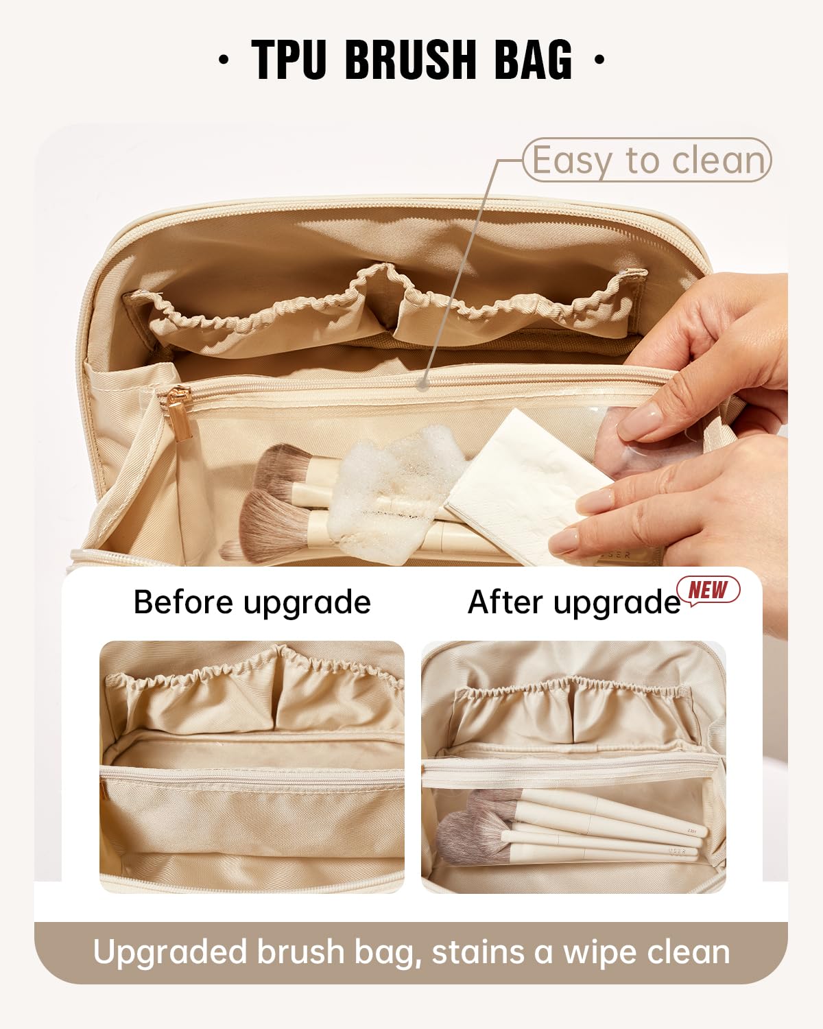 EACHY Travel Makeup Bag,Large Capacity Cosmetic Bags for Women,Waterproof Portable Pouch Open Flat Toiletry Bag Make up Organizer with Divider and Handle