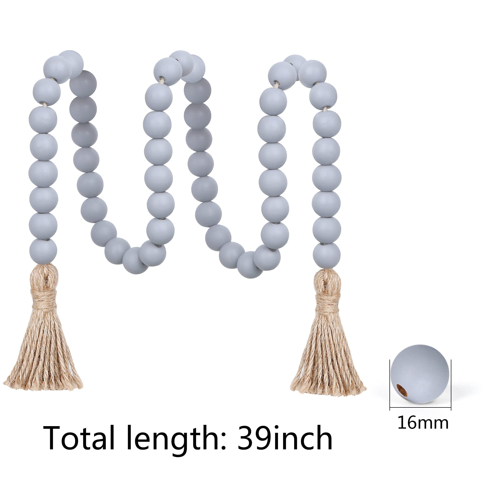 Meplait 39in Wood Bead Garland Farmhouse with Tassels,Versatile Prayer Beads Boho Chic Wall Hanging Home Decor (Purple)