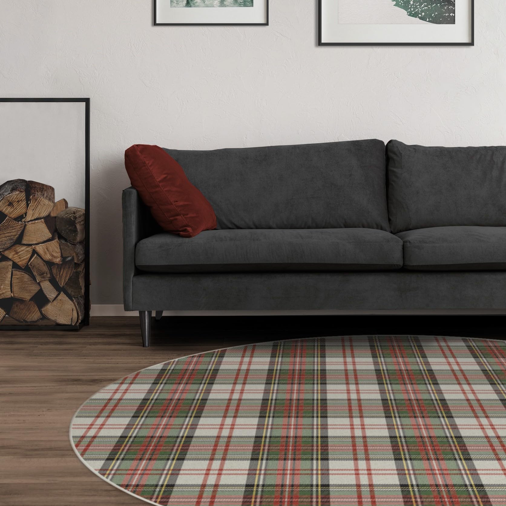 RUGGABLE Winter Plaid Washable Rug - Perfect Holiday Area Rug for Living Room Bedroom Kitchen - Pet & Child Friendly - Stain & Water Resistant - Dress Stewart Tartan Plaid 3&
