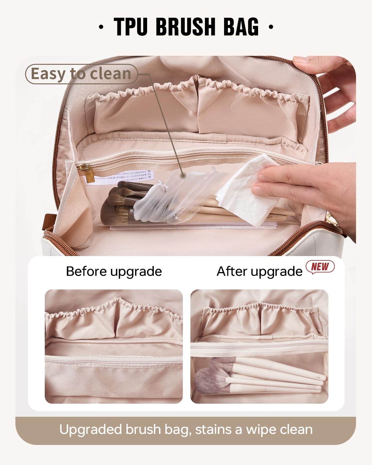 EACHY Travel Makeup Bag,Large Capacity Cosmetic Bags for Women,Waterproof Portable Pouch Open Flat Toiletry Bag Make up Organizer with Divider and Handle