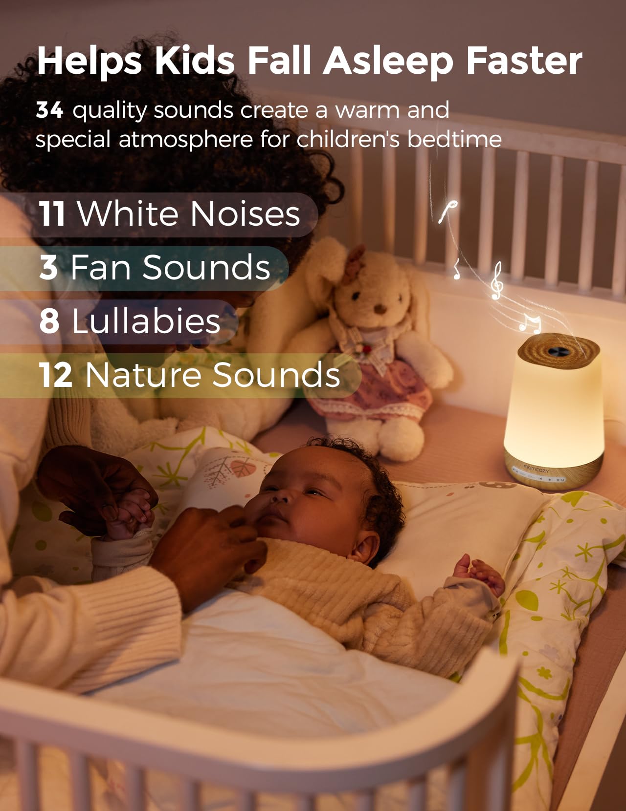 Baby Sound Machine, Momcozy White Noise Machine for Baby Sleeping with Night Light, Toddler Sleep Trainer 34 Soothing Sleep Sounds, Timer, App Remote Control, Personal Sleep Routine Alarm Clock(Blue)