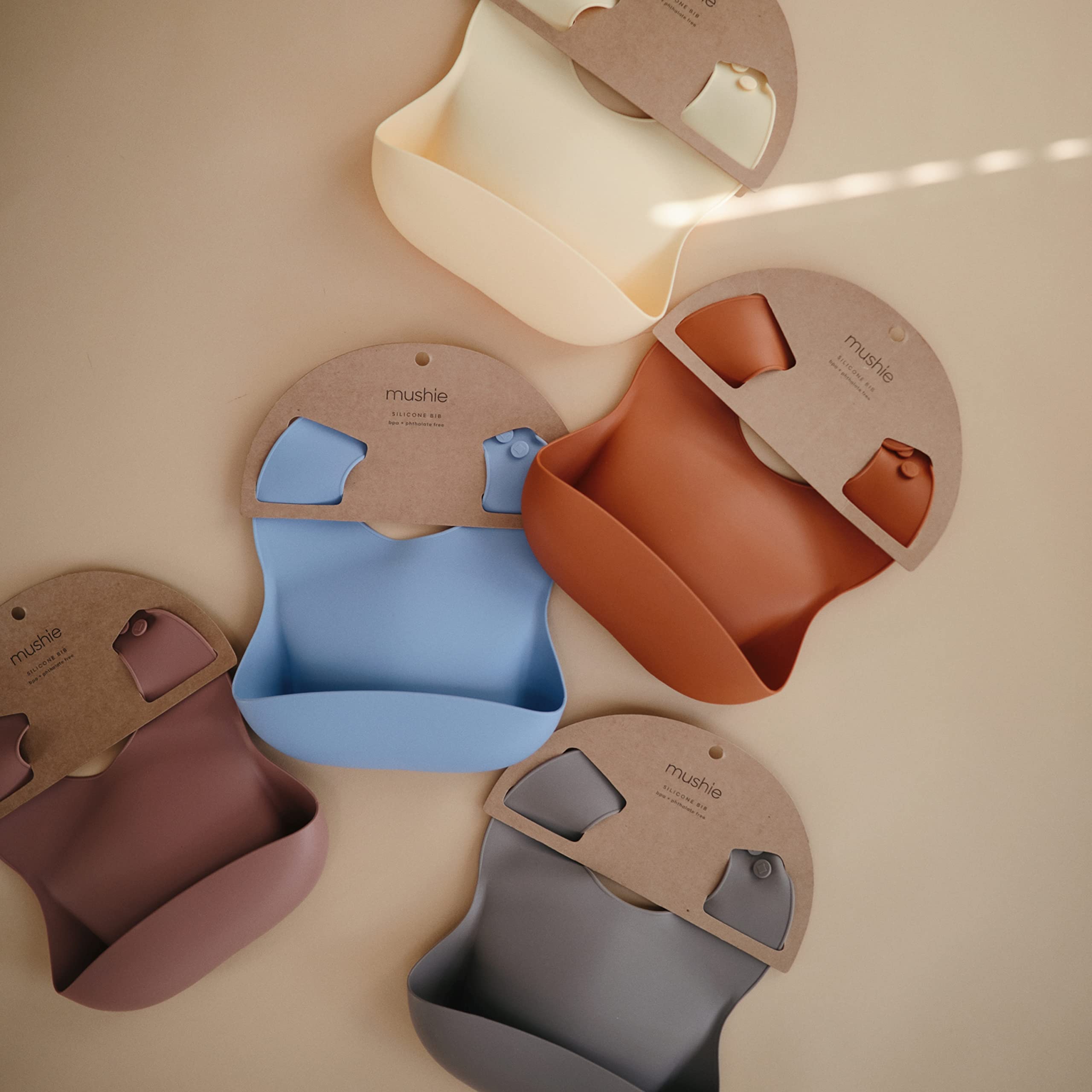 mushie Silicone Baby Bib | Adjustable Fit Waterproof Bibs (Whales)