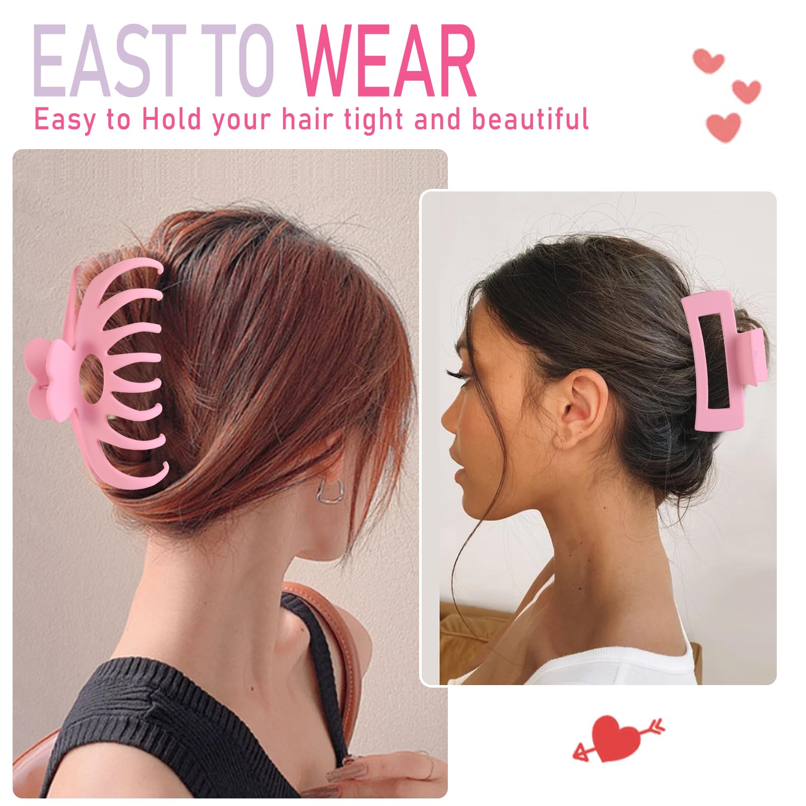 LuSeren Hair Clips for Women 4.3 Inch Large Hair Claw Clips for Women Thin Thick Curly Hair, Big Matte Banana Clips,Strong Hold jaw clips,Neutral Colors