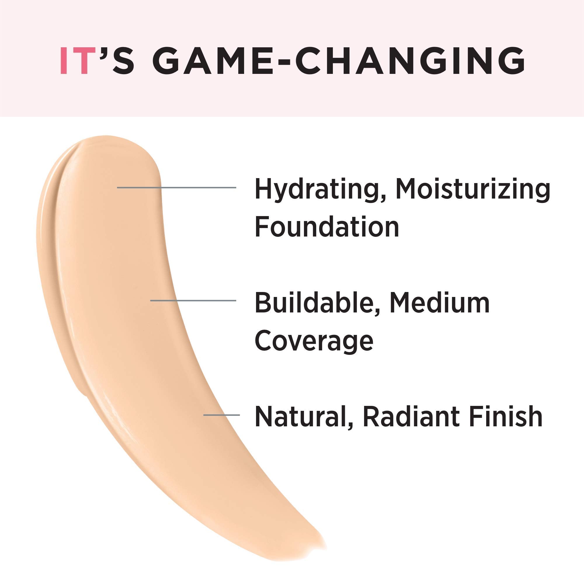 IT Cosmetics Your Skin But Better Foundation + Skincare - Hydrating Medium Buildable Coverage - Minimizes Pores & Imperfections - Natural Radiant Finish - With Hyaluronic Acid - 1.0 fl oz
