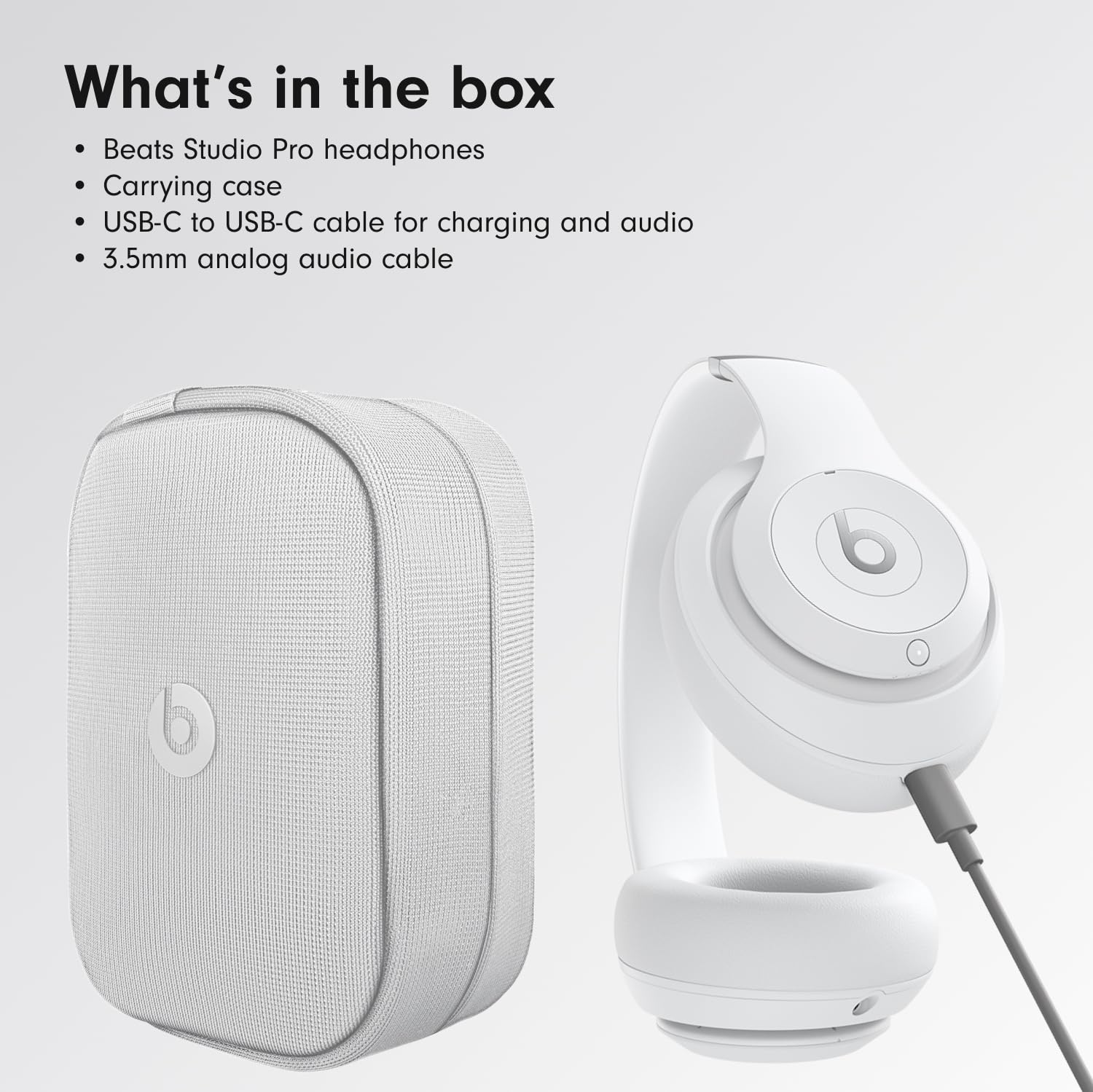 Beats Studio Pro - Wireless Bluetooth Noise Cancelling Headphones - Personalized Spatial Audio, USB-C Lossless Audio, Apple & Android Compatibility, Up to 40 Hours Battery Life - Matte White
