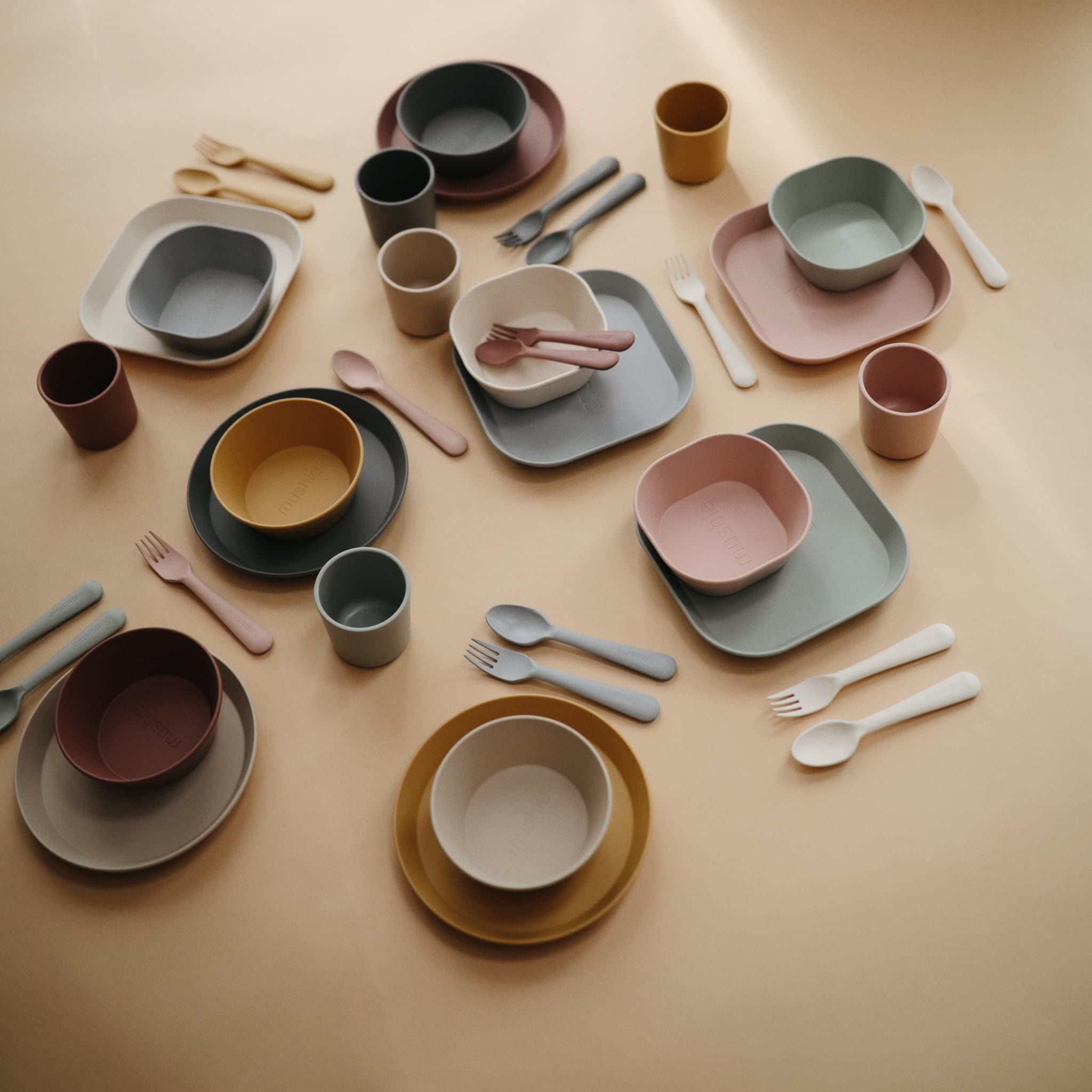 mushie Flatware Fork and Spoon Set for Kids | Made in Denmark (Sage)