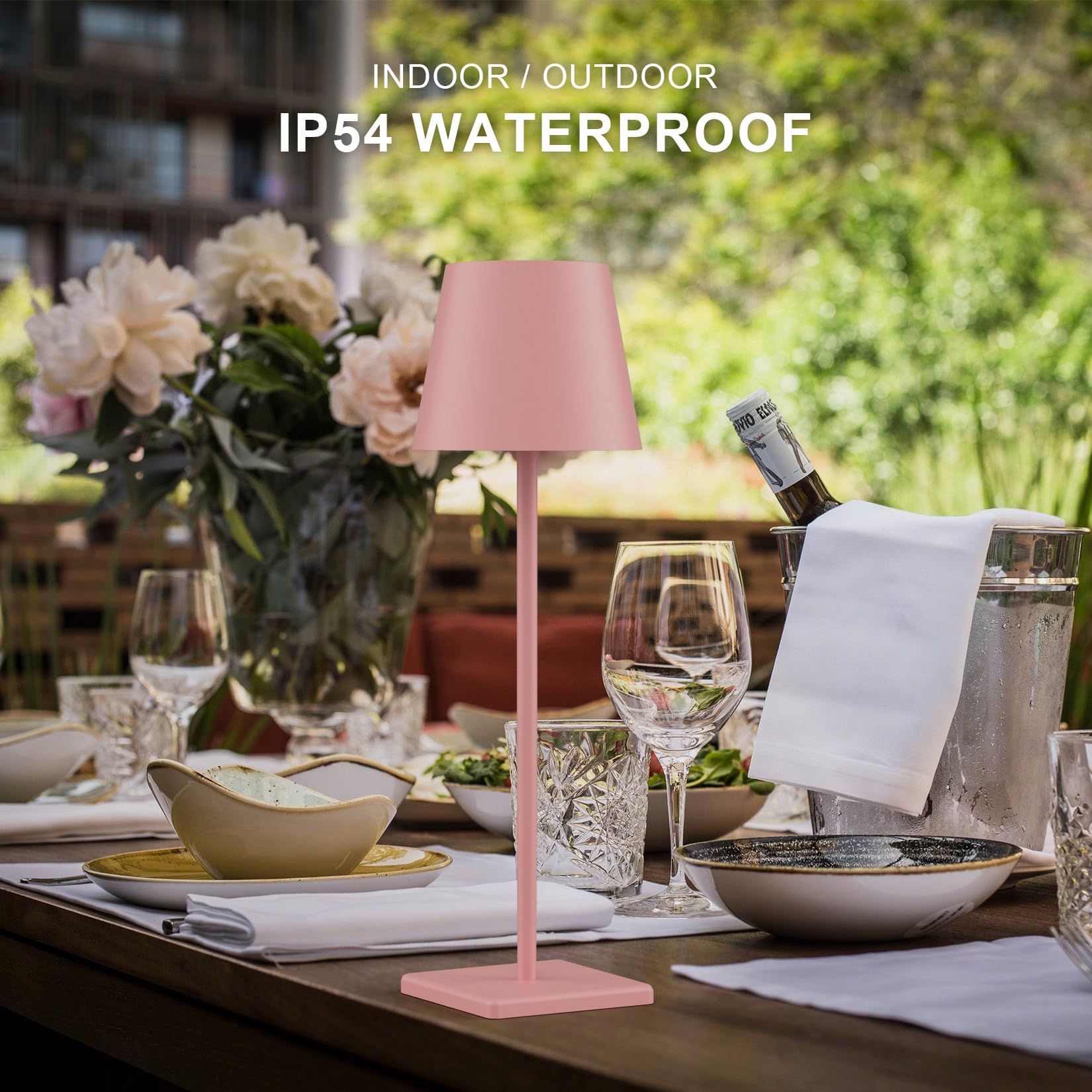 2-Pack LED Cordless Table Lamp, Rechargeable Battery Desk lamp 3W 5500mAh Battery Operated Stepless Dimming Modern Portable Table Light for Restaurant/Bedroom/Outdoor IP54 Waterproof (Off White)