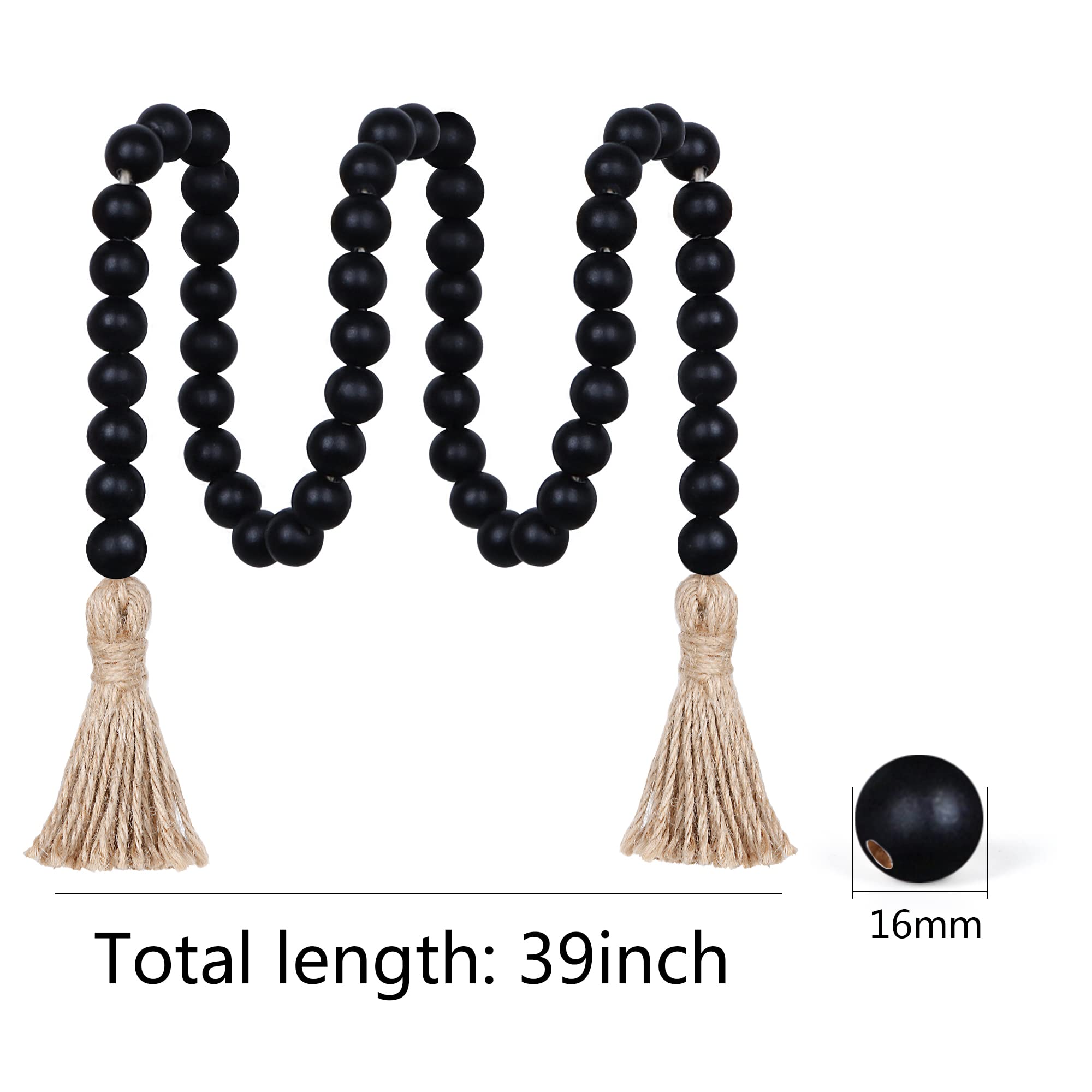 Meplait 39in Wood Bead Garland Farmhouse with Tassels,Versatile Prayer Beads Boho Chic Wall Hanging Home Decor (Purple)