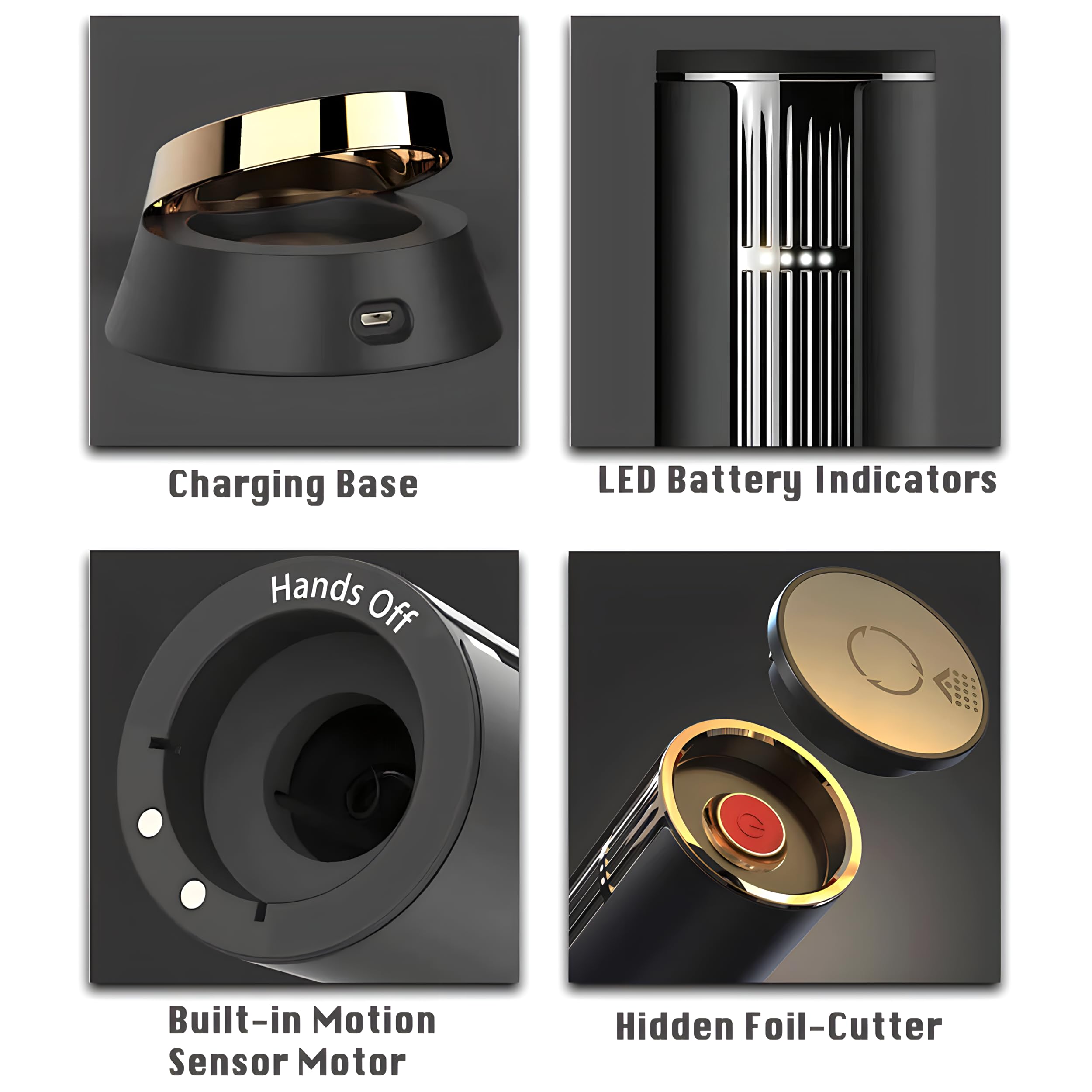 LINKSTYLE OPENERO Electric Wine Bottle Opener, Luxury Automatic Wine Corkscrew with Foil Cutter and Charging Base, Premium Metals with Elegant Gift Box, Home Bar Accessories for Wine Lovers, Gold