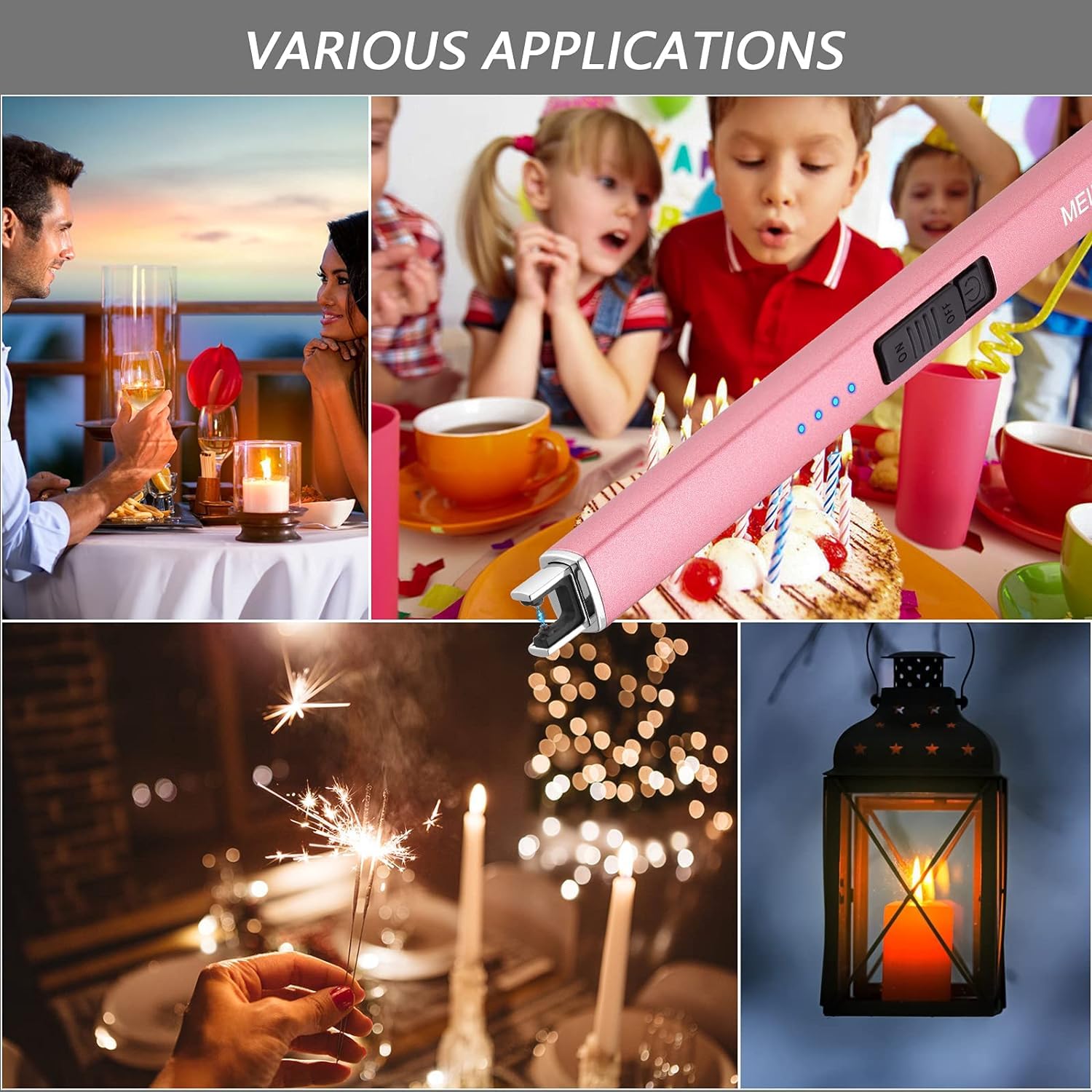 MEIRUBY Lighter Electric Candle Lighter, Stocking Stuffers for Adults Women Men Wife Sister Friend, Birthday for Women Mom, Rechargeable USB Lighter Arc Lighters for Candle Camping BBQ
