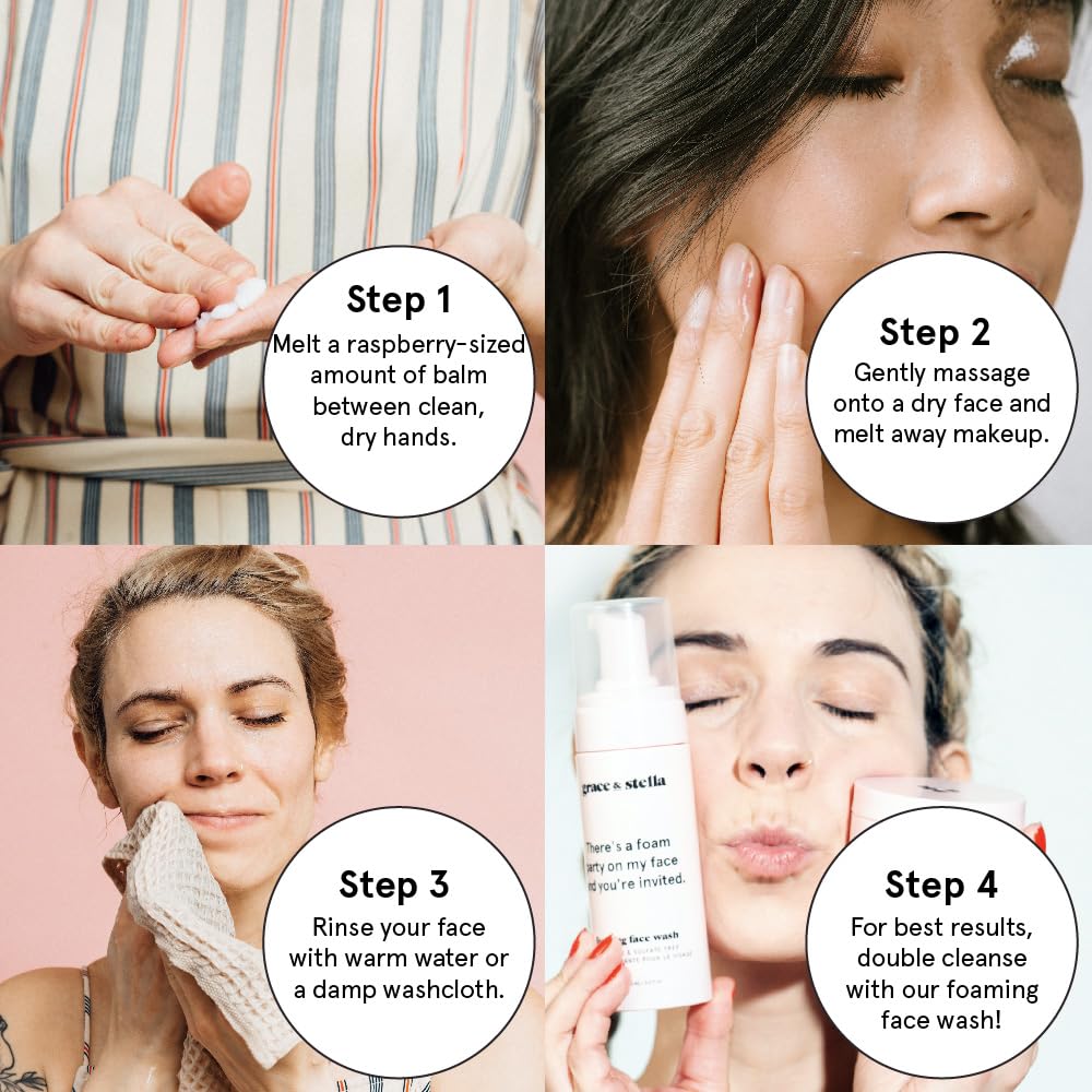 grace & stella Cleansing Balm (4.3 oz/125 ml) Makeup Cleansing Balm - Makeup Remover Balm for All Skin Types