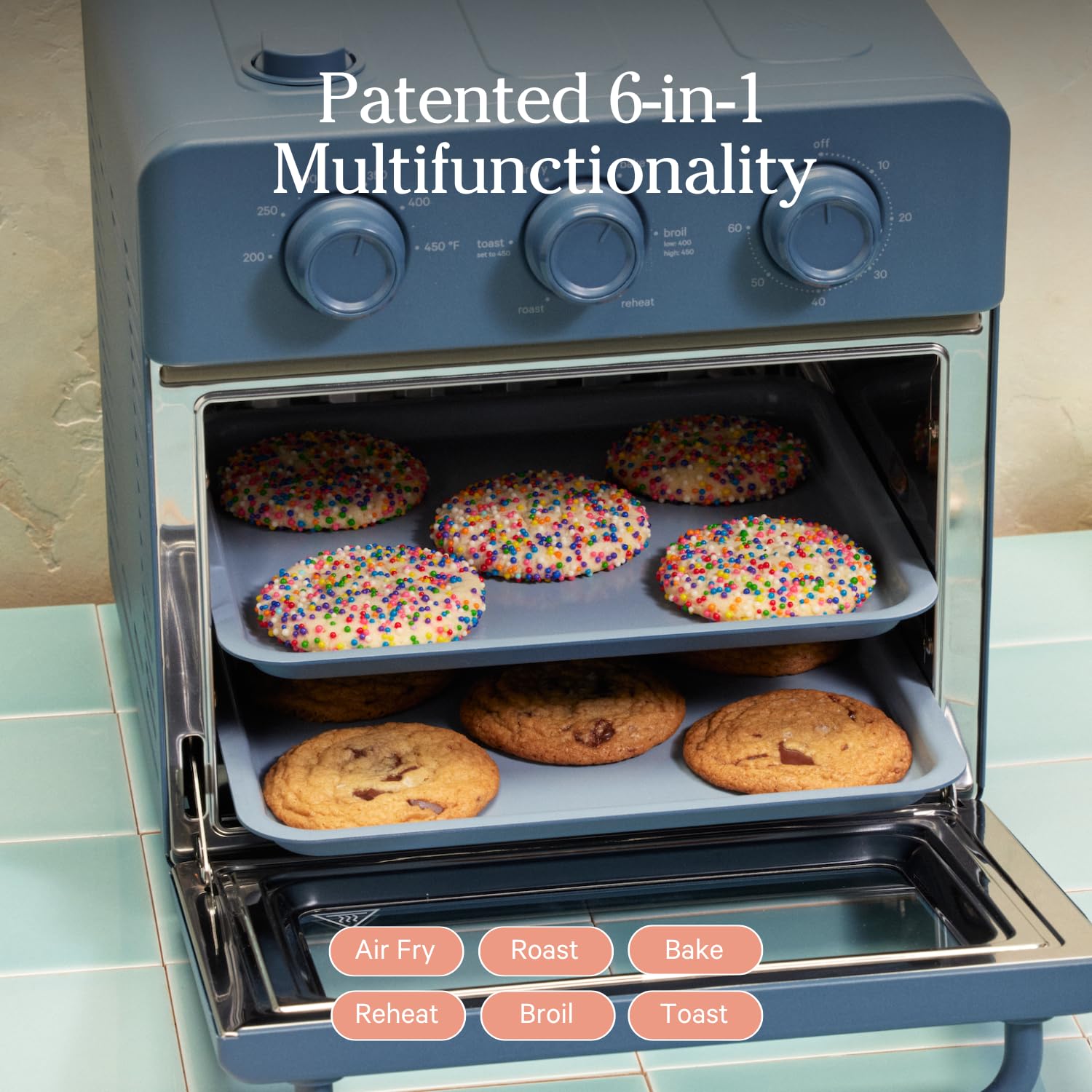 Our Place Wonder Oven | 6-in-1 Air Fryer & Toaster Oven with Steam Infusion | Compact, Countertop Friendly, Fast Preheat, Multifunctional | Air Fry, Toast, Roast, Bake, Reheat & Broil | Steam