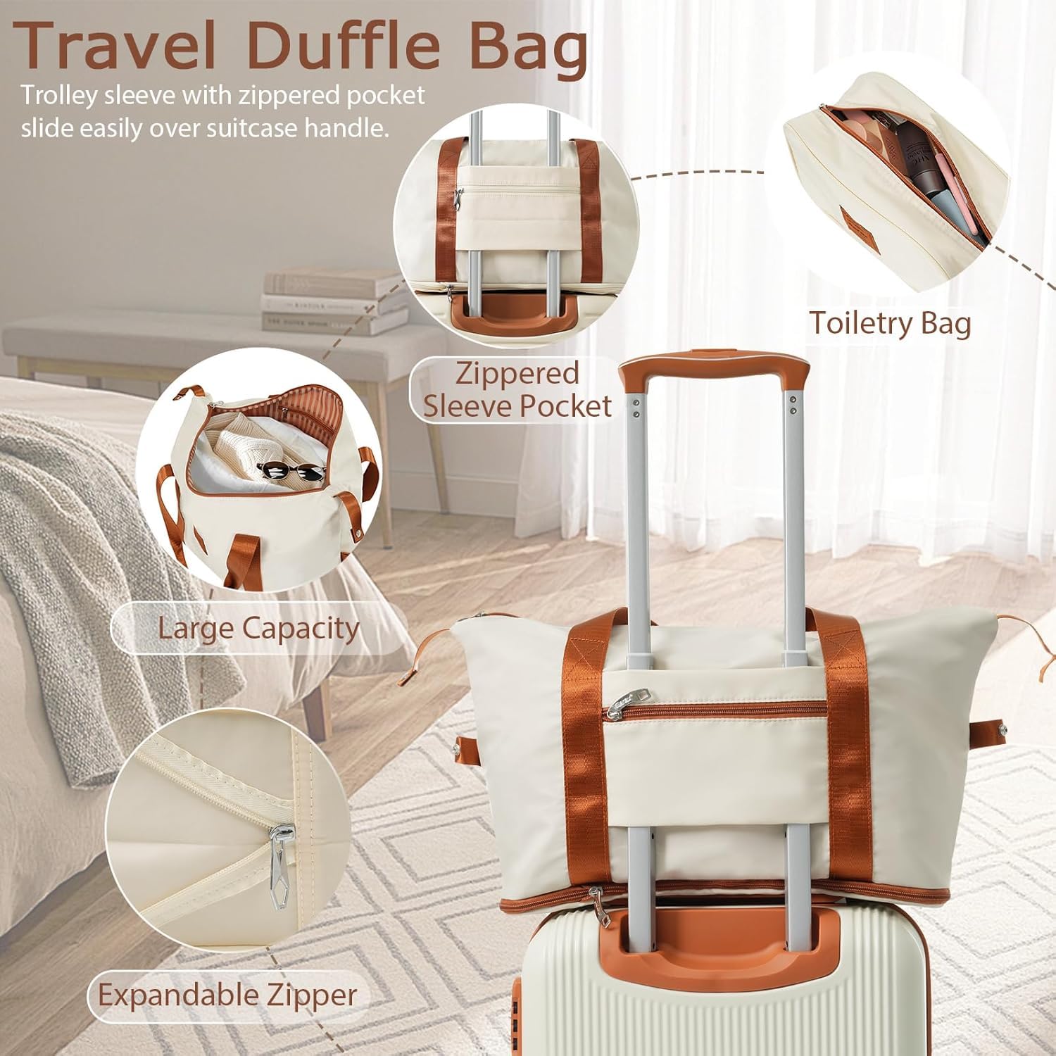 Merax 3 Pcs ABS Hardside Luggage Sets TSA Lock Spinner Wheel Suitcases, Pearly White, 20/24/28 Inch
