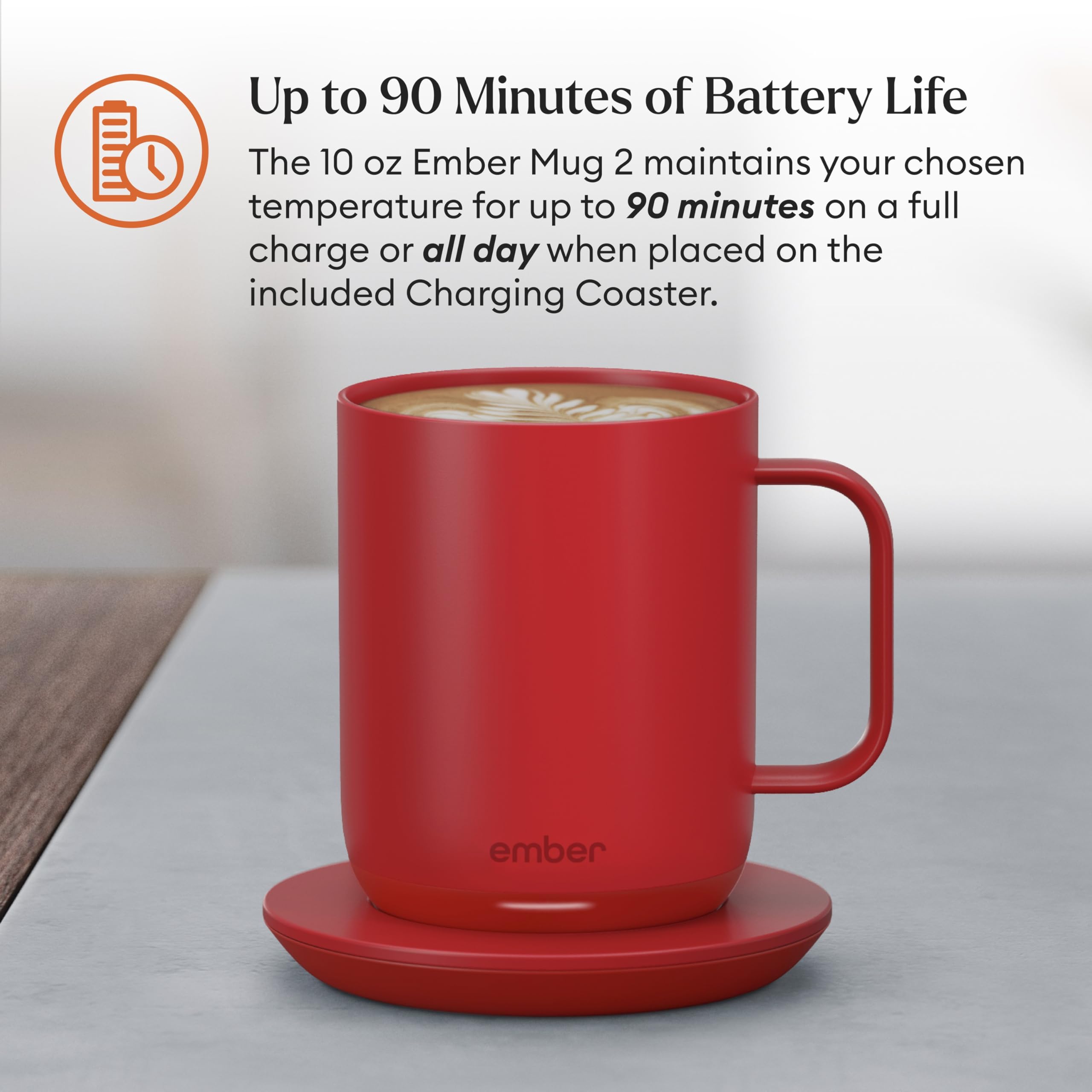 Ember Temperature Control Smart Mug 2, 14 Oz, App-Controlled Heated Coffee Mug with 80 Min Battery Life and Improved Design, White