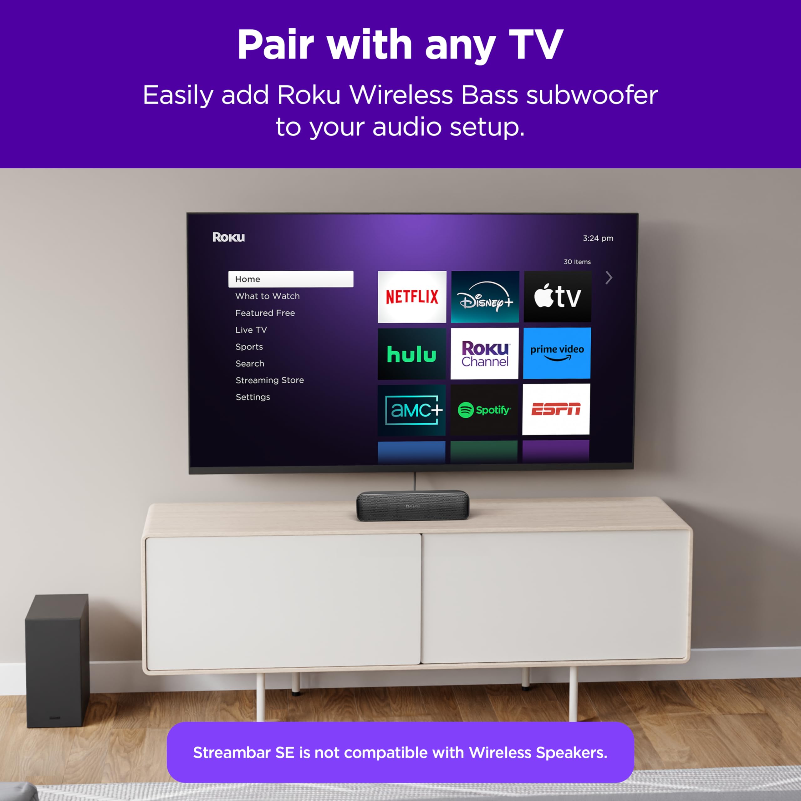 Roku Streambar SE | 2-in-1 TV Soundbar with Built-in 4K/HD/HDR Streaming, Premium Speakers, & Enhanced Speech Clarity for Crisp, Clear Dialogue - Quick Guided Simple Setup