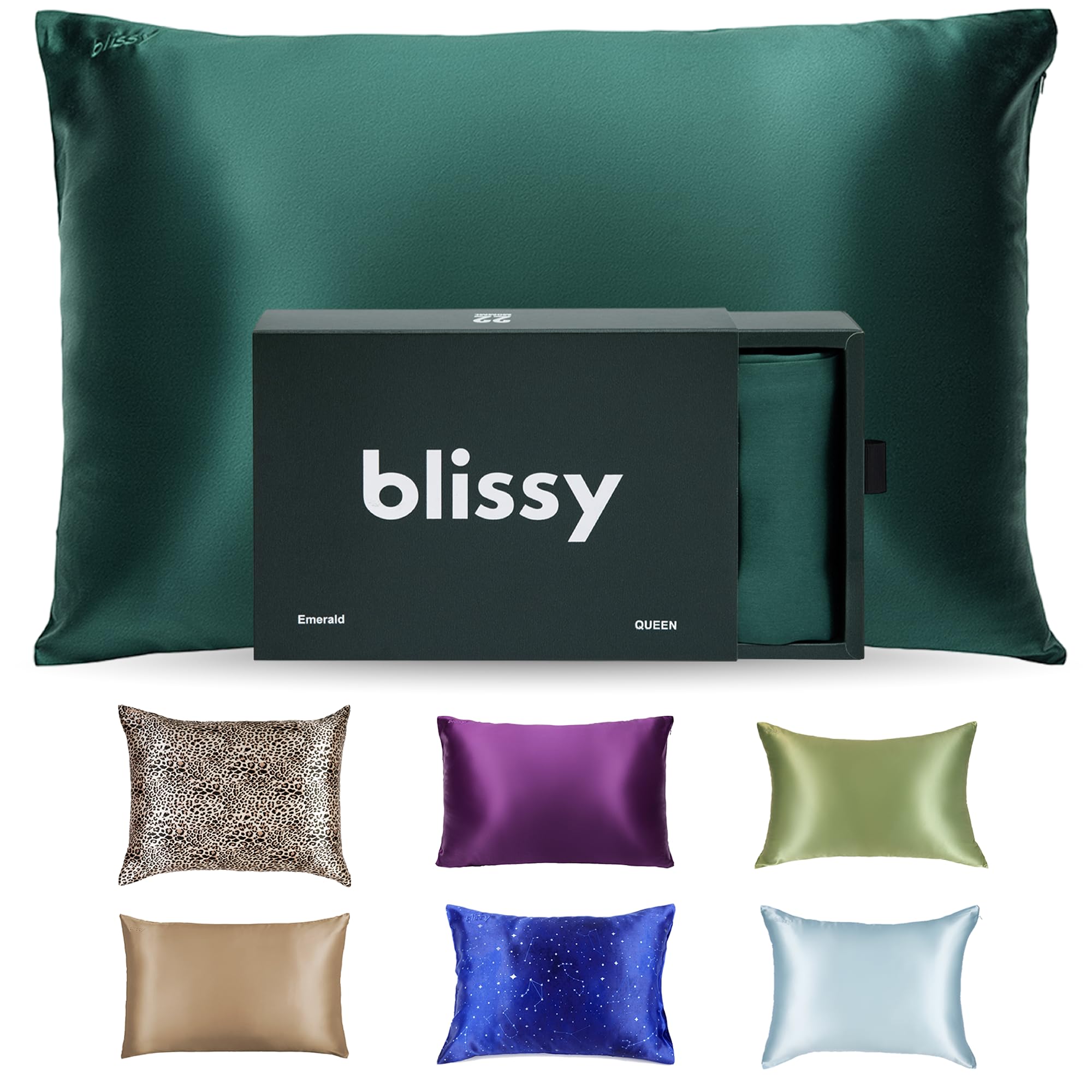 Blissy Silk Pillowcase - 100% Pure Mulberry Silk - 22 Momme 6A High-Grade Fibers - Silk Pillow Cover for Hair & Skin - Regular, Queen & King with Hidden Zipper (Queen, Champagne)