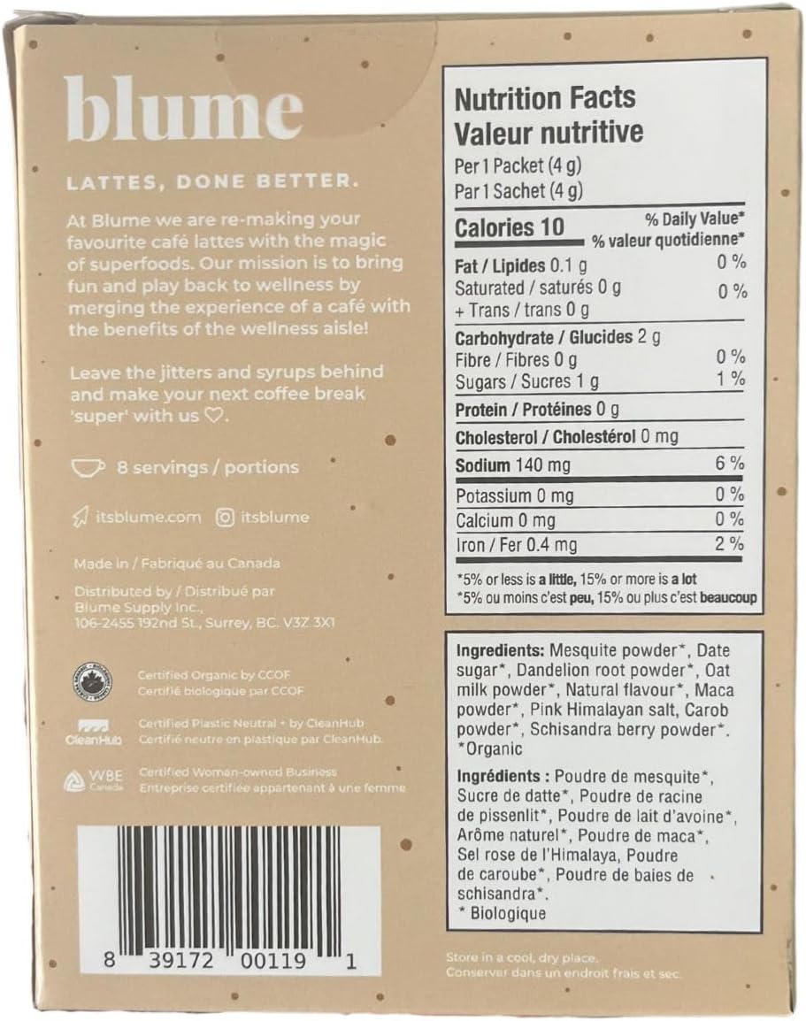 Blume Latte Variety Pack | Blue Lavender Tea to Calm, Reishi Hot Cacao to Soothe, Matcha Green Tea for Energy, Salted Caramel to Savor - Organic, Vegan, Keto-Friendly, Hot/Cold Beverages - 32 Servings