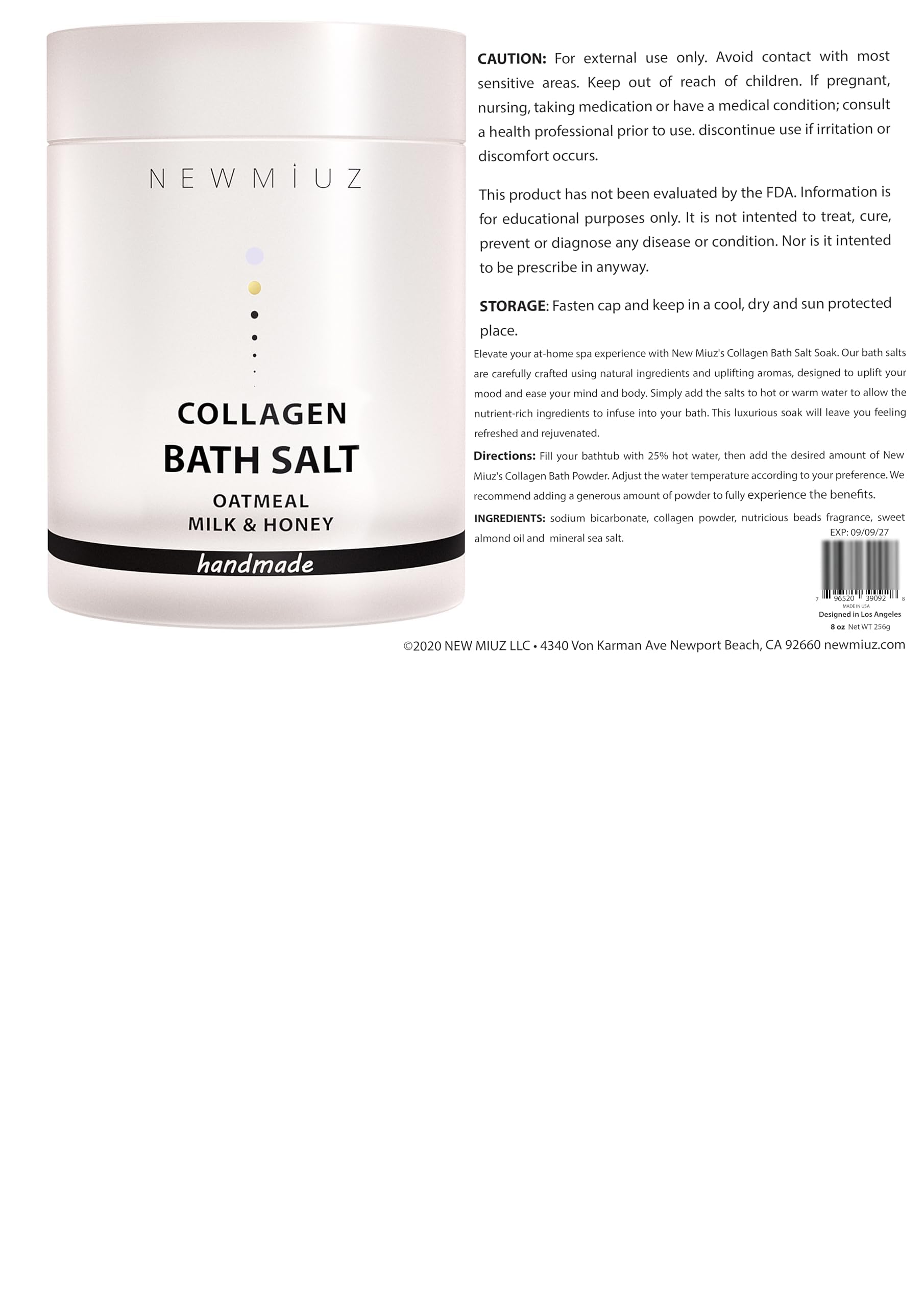 Collagen Bath Salt Soak - Moisturize Soften Skin - Magnesium Epsom Salt - Luxury Spa Bubble Mother&