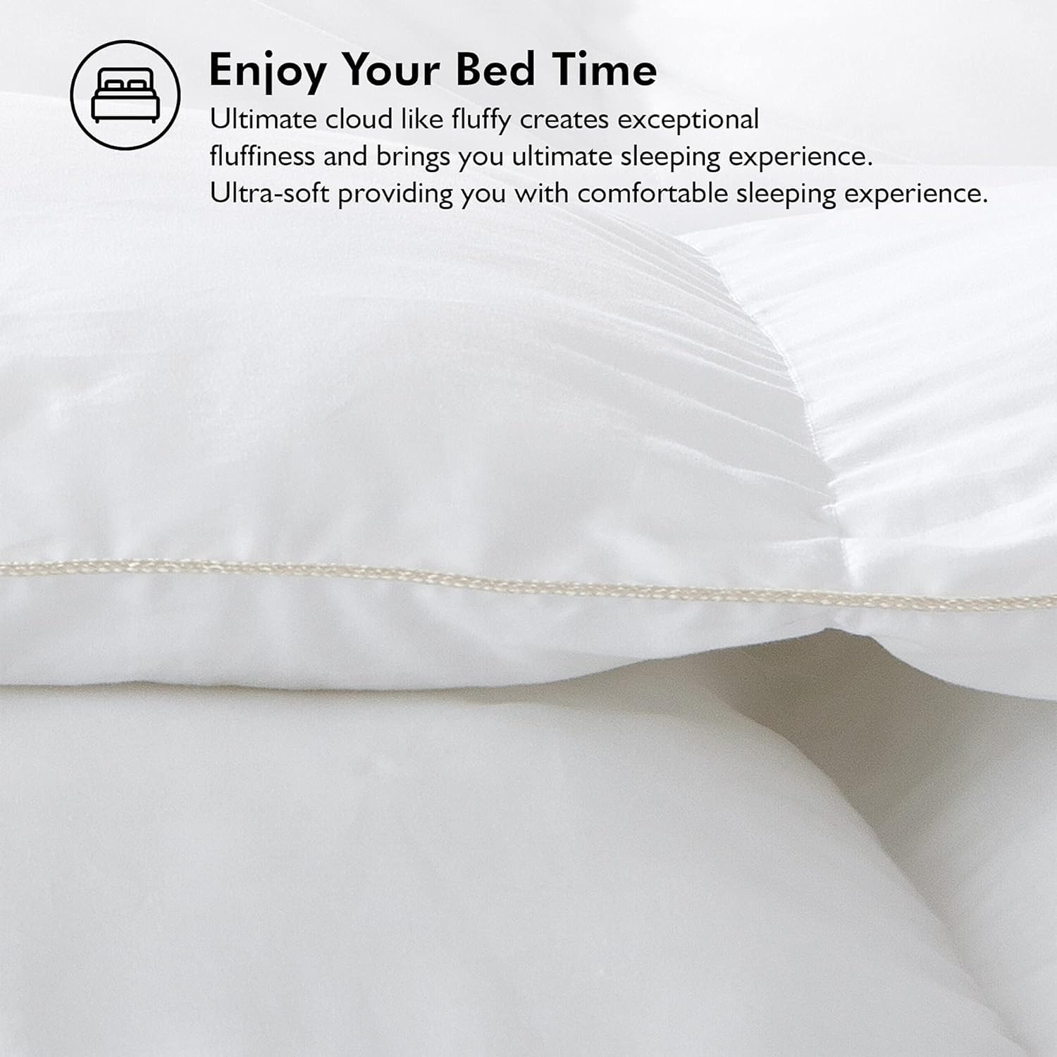 Luxurious Queen Size Goose Down Fiber Waterfowl Feather Fiber Comforter Duvet, 100% Egyptian Cotton Cover, 48 oz. Fill Weight, Baffle Box Design, White Solid