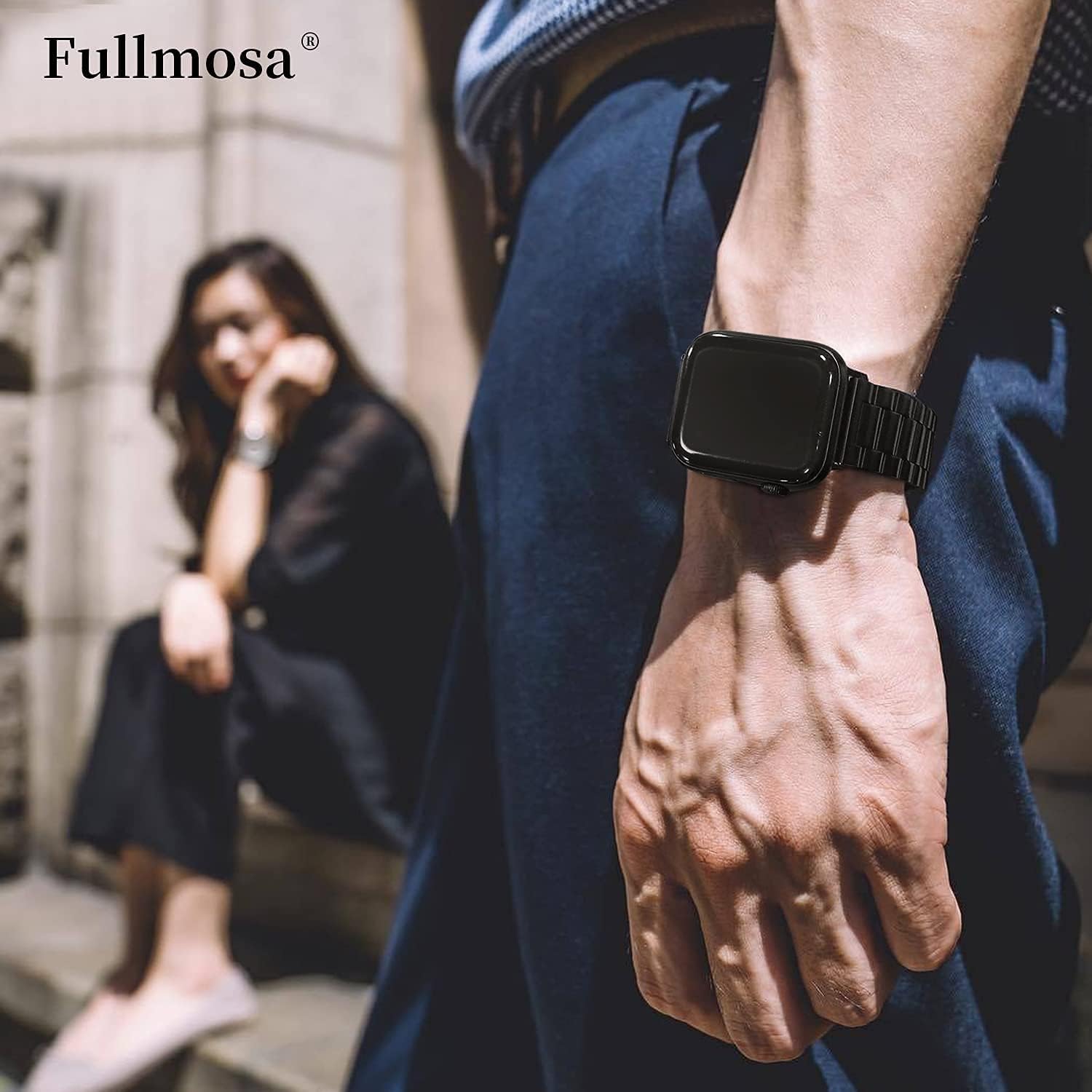 Fullmosa Compatible with Apple Watch Band 49mm 45mm 44mm 42mm 41mm 40mm 38mm, Stainless Steel iWatch Band with Case Compatible for Apple Watch Ultra 2 Ultra Series 10 9 8 7 6 5 4 3 2 1&iWatch SE