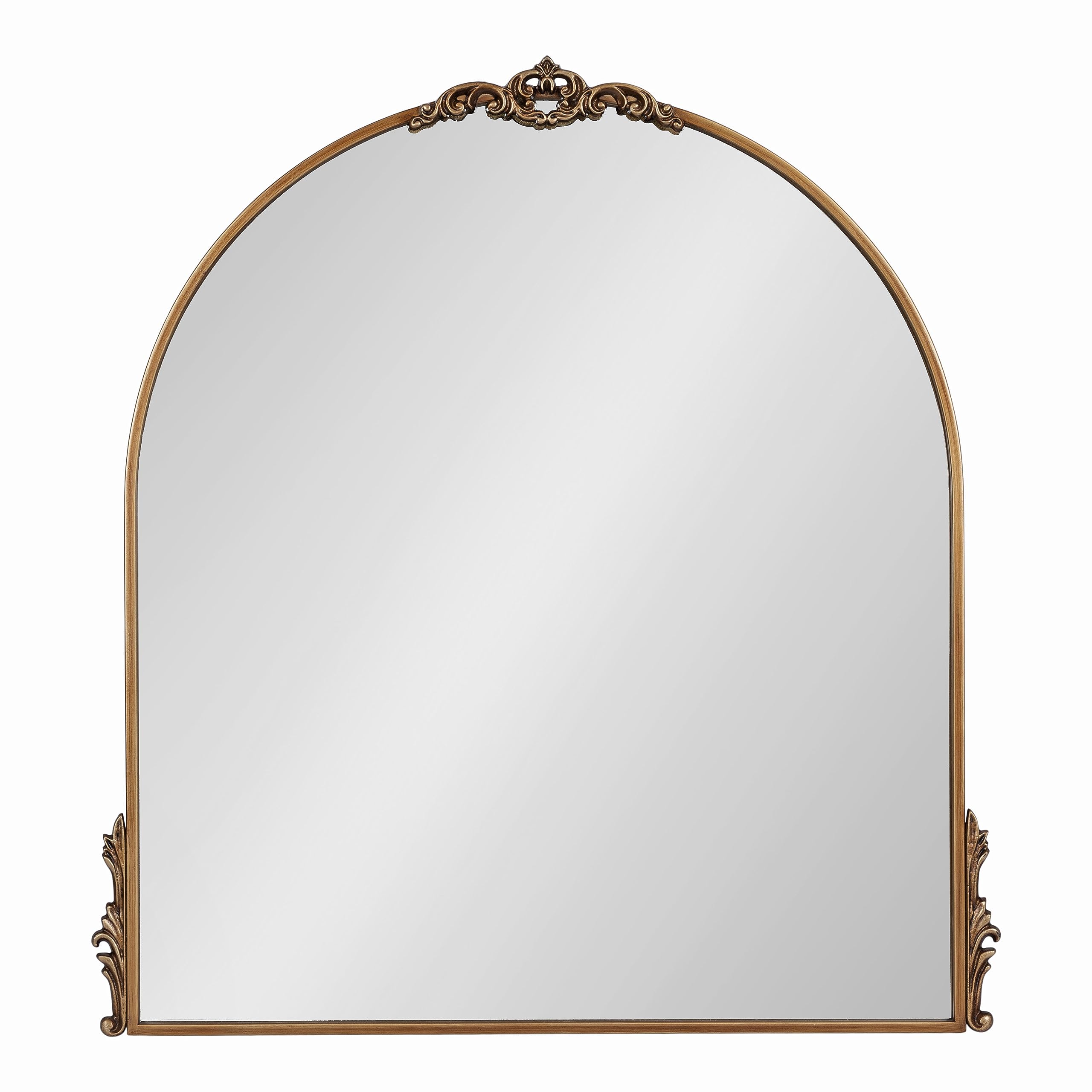 Kate and Laurel Myrcelle Traditional Arched Mirror, 25 x 33, Gold, Decorative Large Arch Mirror with Ornate Garland Detailing Along The Crown and Edges of The Frame