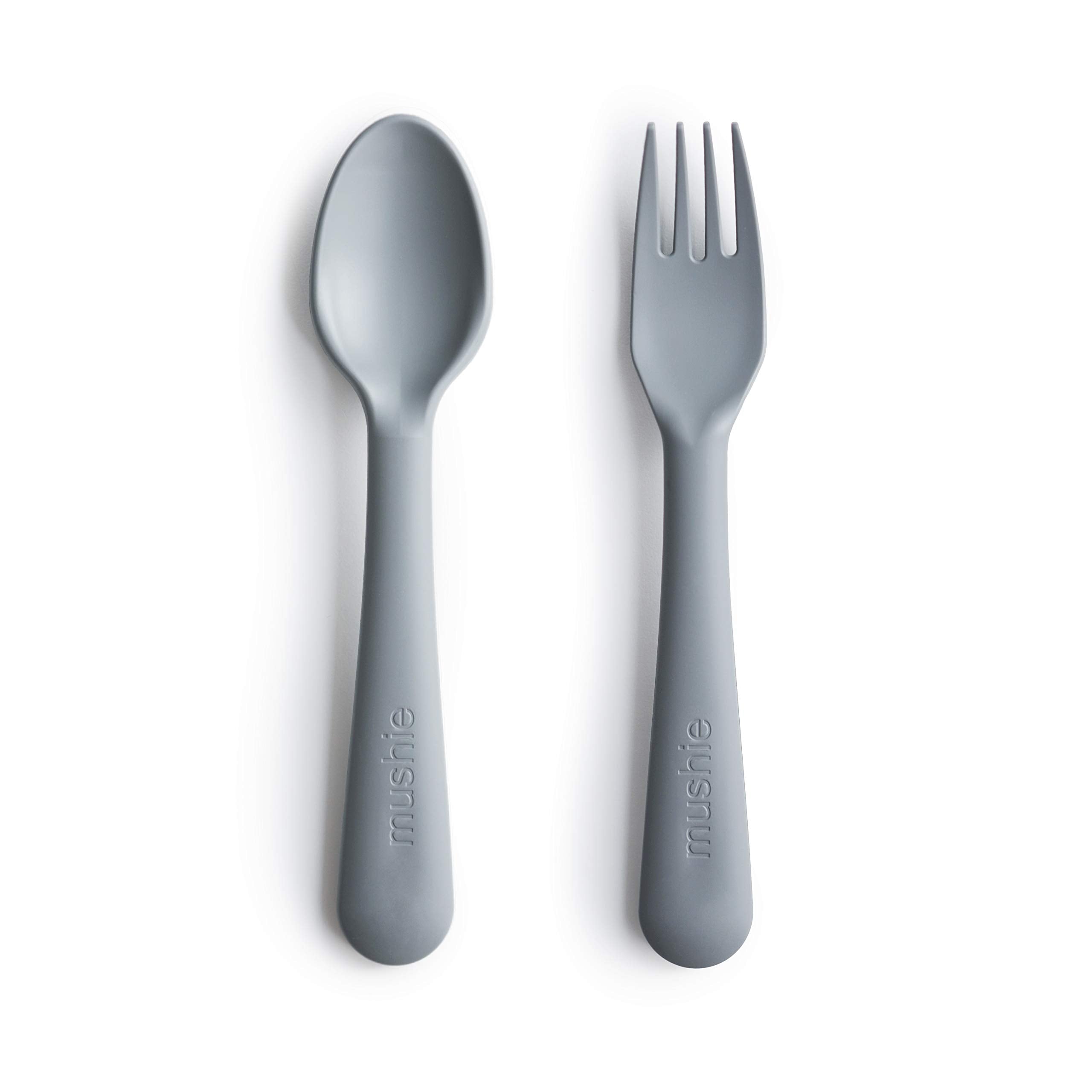 mushie Flatware Fork and Spoon Set for Kids | Made in Denmark (Sage)