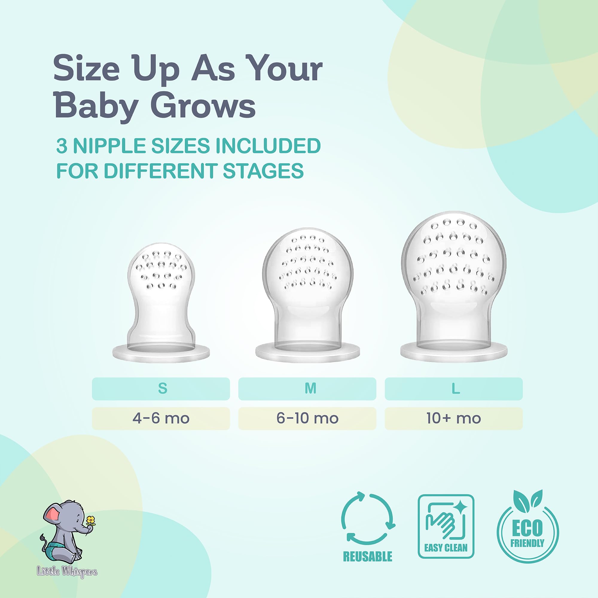 LittleWhispers Baby Fruit & Food Feeder Pacifier - Pacifier Feeders for Fresh Fruit or Frozen Breastmilk - Infant Teething Relief - Set of 2