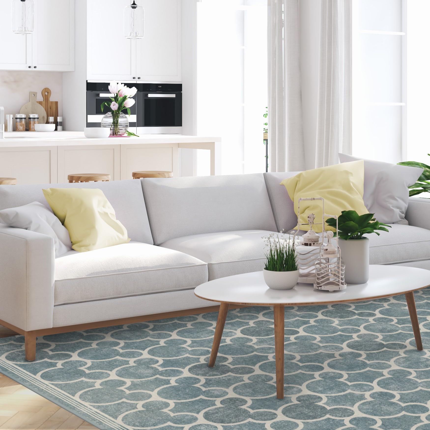 RUGGABLE Disney Classic Minnie Mouse Washable Rug - Perfect Area Rug for Nursery Playroom Kids Room - Pet & Child Friendly - Stain & Water Resistant - Trellis Pink 5&