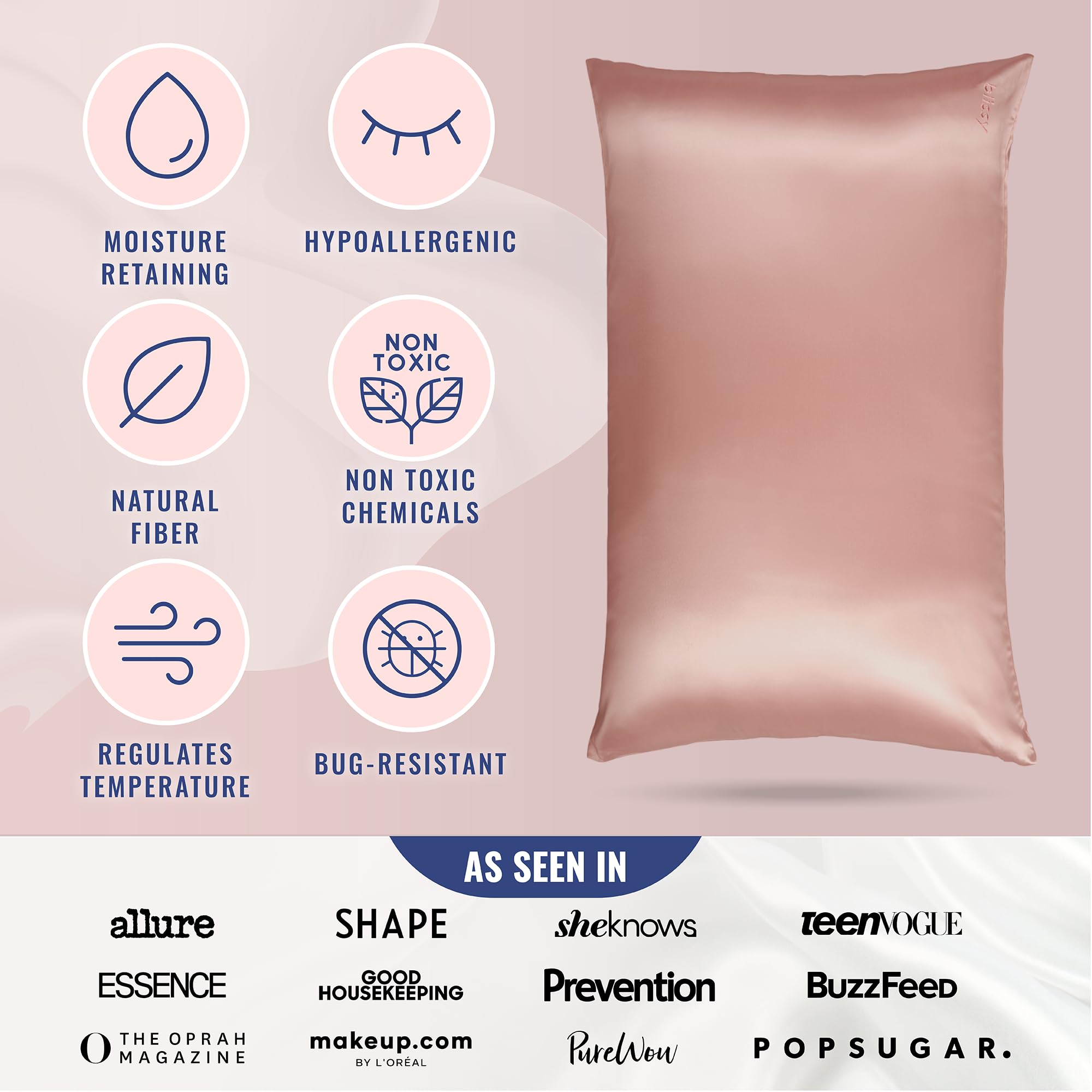 Blissy Silk Pillowcase - 100% Pure Mulberry Silk - 22 Momme 6A High-Grade Fibers - Silk Pillow Cover for Hair & Skin - Regular, Queen & King with Hidden Zipper (Standard,Blissy White)