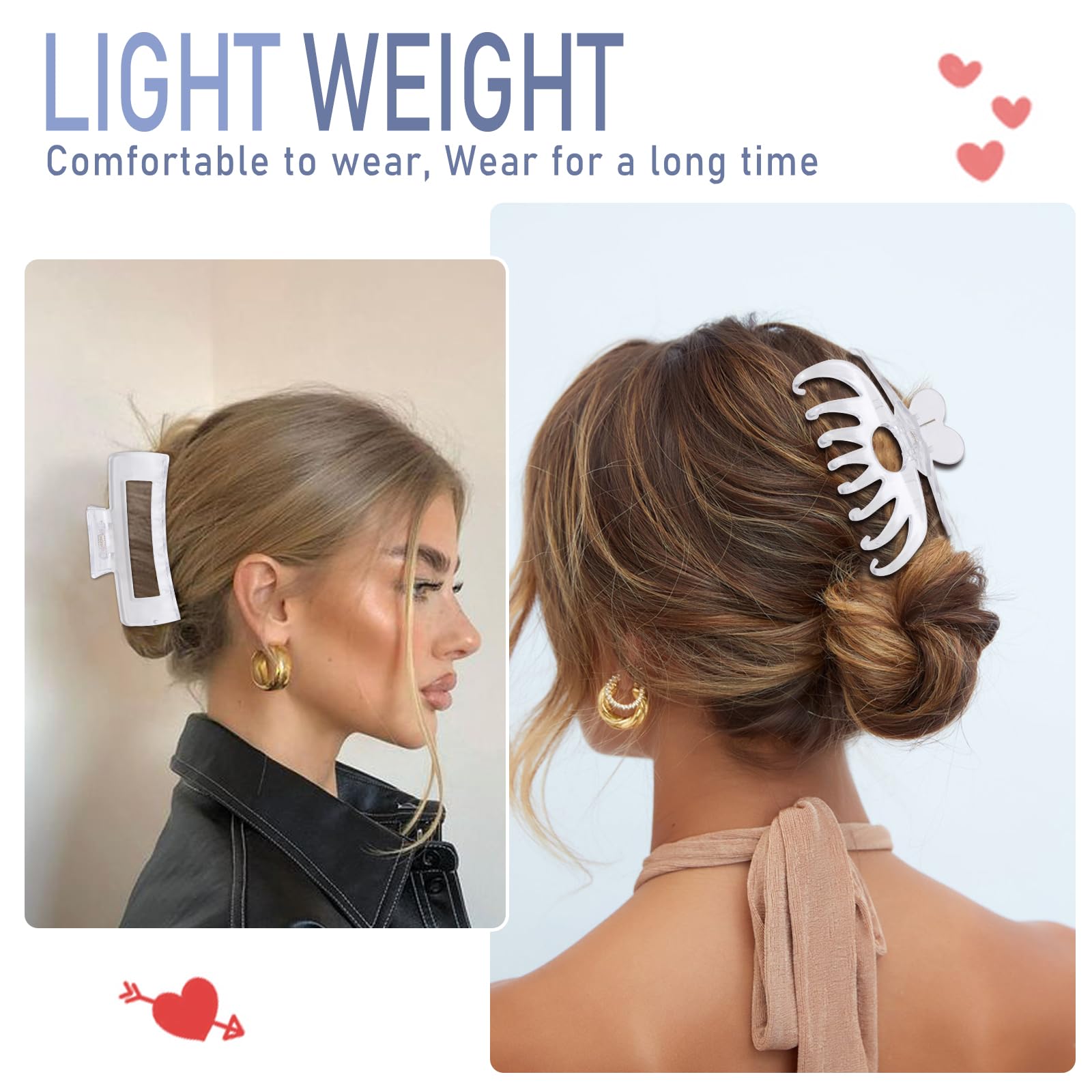 LuSeren Hair Clips for Women 4.3 Inch Large Hair Claw Clips for Women Thin Thick Curly Hair, Big Matte Banana Clips,Strong Hold jaw clips,Neutral Colors