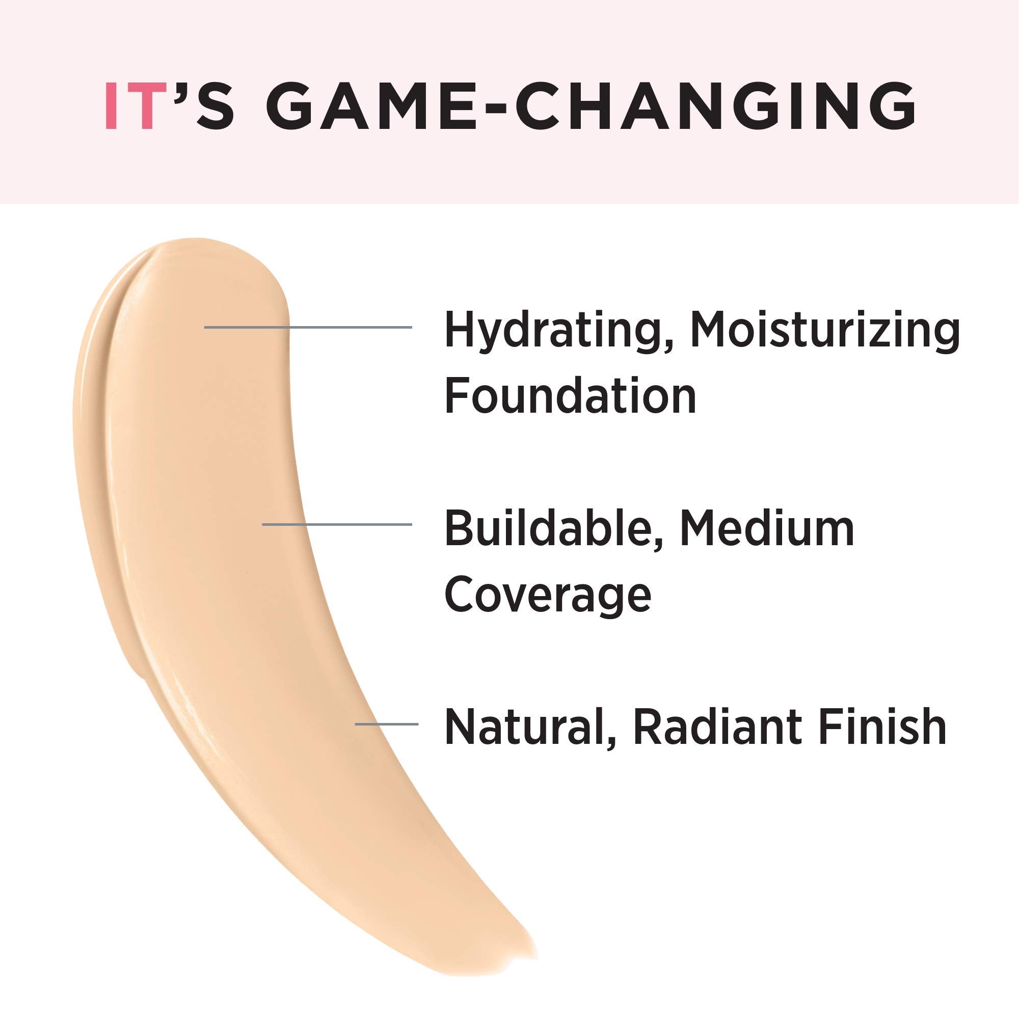 IT Cosmetics Your Skin But Better Foundation + Skincare - Hydrating Medium Buildable Coverage - Minimizes Pores & Imperfections - Natural Radiant Finish - With Hyaluronic Acid - 1.0 fl oz