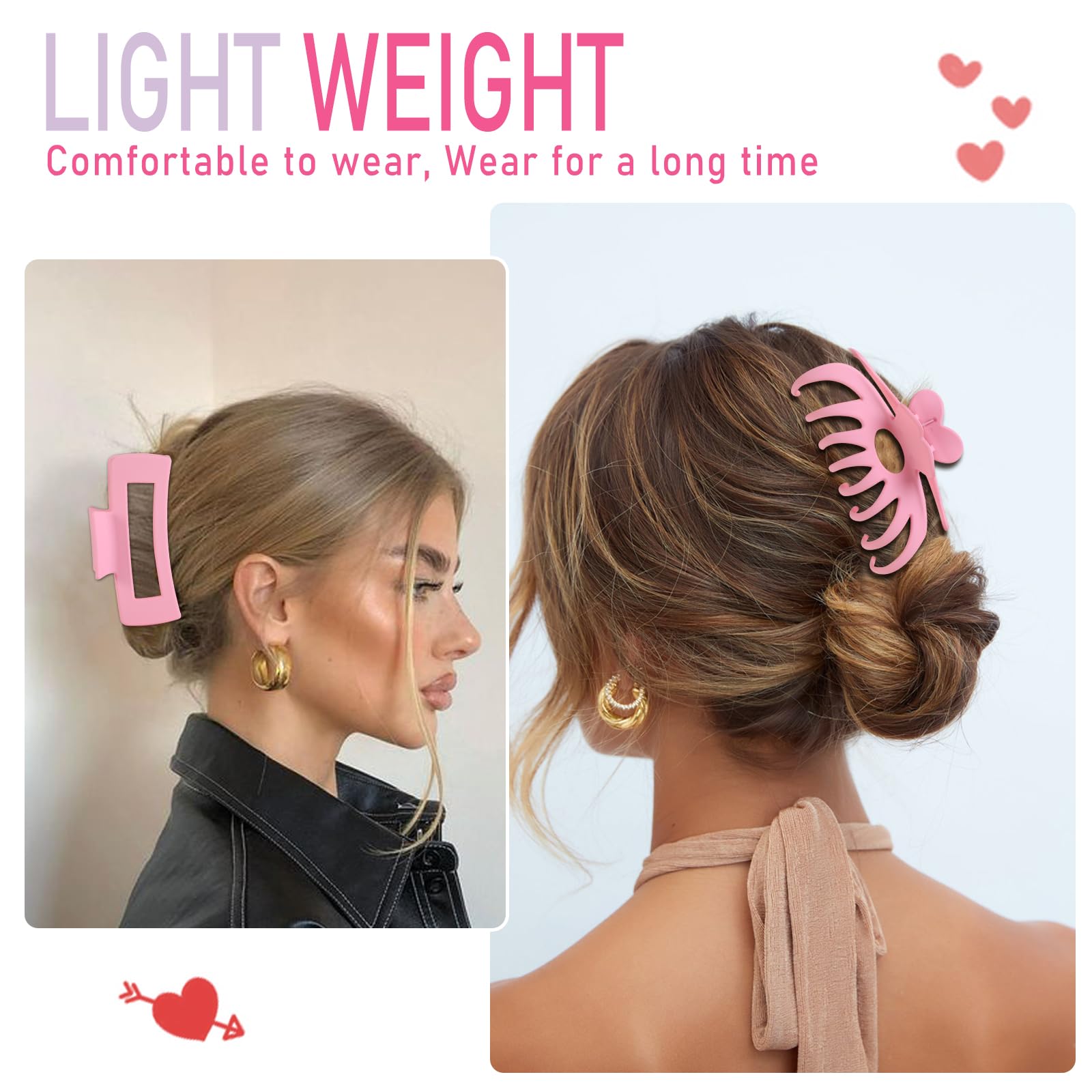 LuSeren Hair Clips for Women 4.3 Inch Large Hair Claw Clips for Women Thin Thick Curly Hair, Big Matte Banana Clips,Strong Hold jaw clips,Neutral Colors