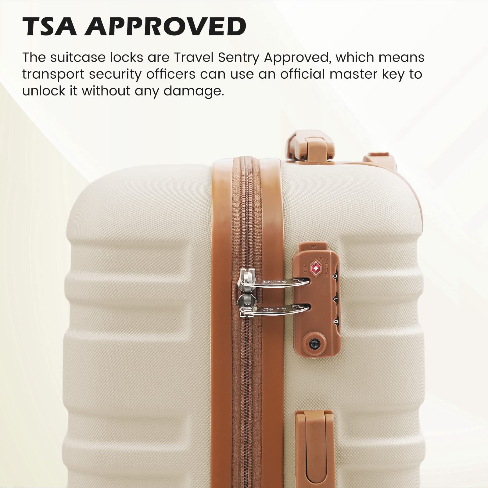 Coolife Suitcase Set 3 Piece Carry On Hardside Luggage with TSA Lock Spinner Wheels (White, S(20in))
