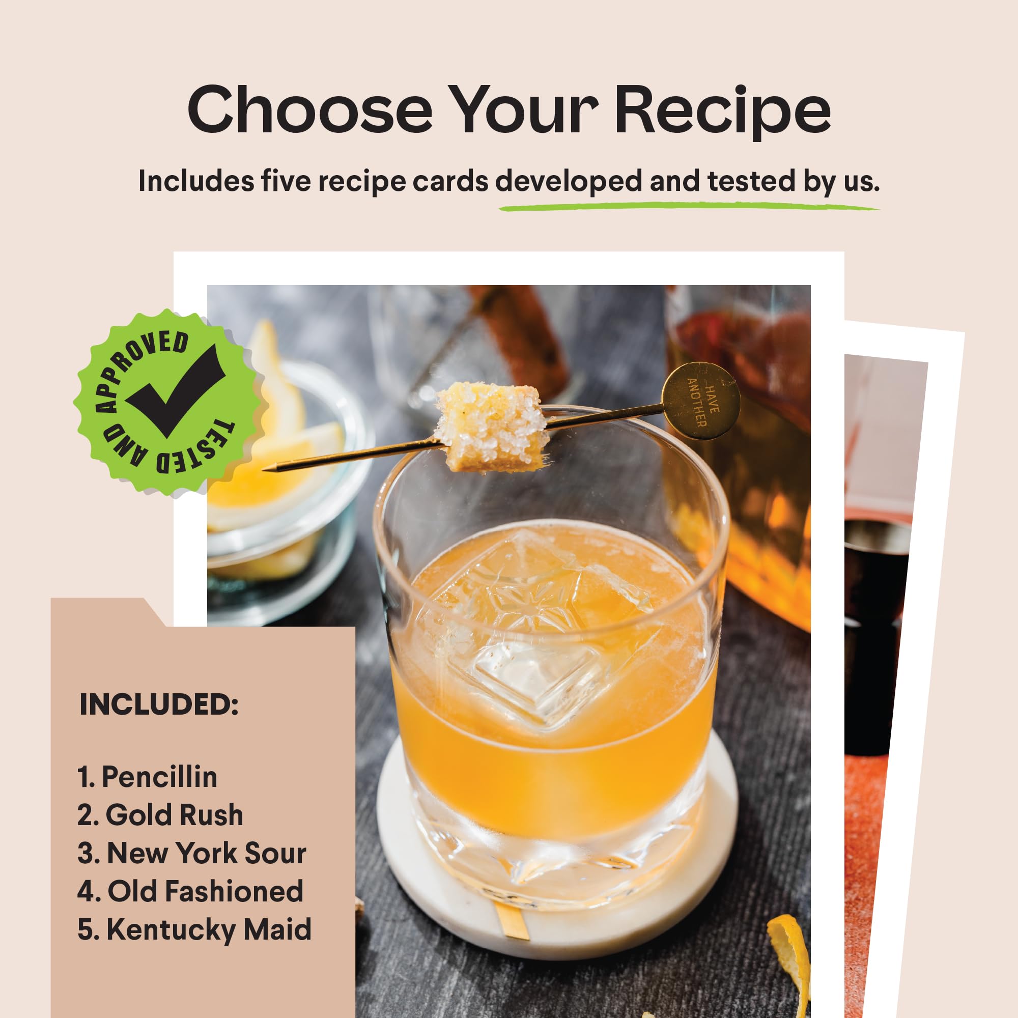 Whiskey Set Cocktail Kit with Ice Stamp - Cool Bourbon Gifts for Men -Whiskey Gifts for Men - Home Bar Accessories/Barware Set - Old Fashioned Kit - Cocktail Accessories for Gifts for Male Friends