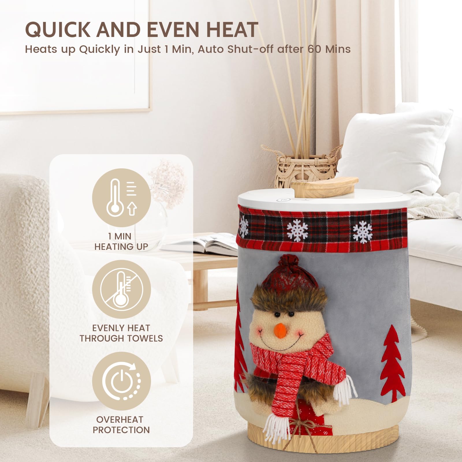 Keenray Towel Warmer, Luxury Towel Warmer Bucket, Large Towel Warmer for Bathroom, Auto Shut Off, Fits Up to Two 40"X70" Oversized Towels, Bathrobes, Blankets, PJ&